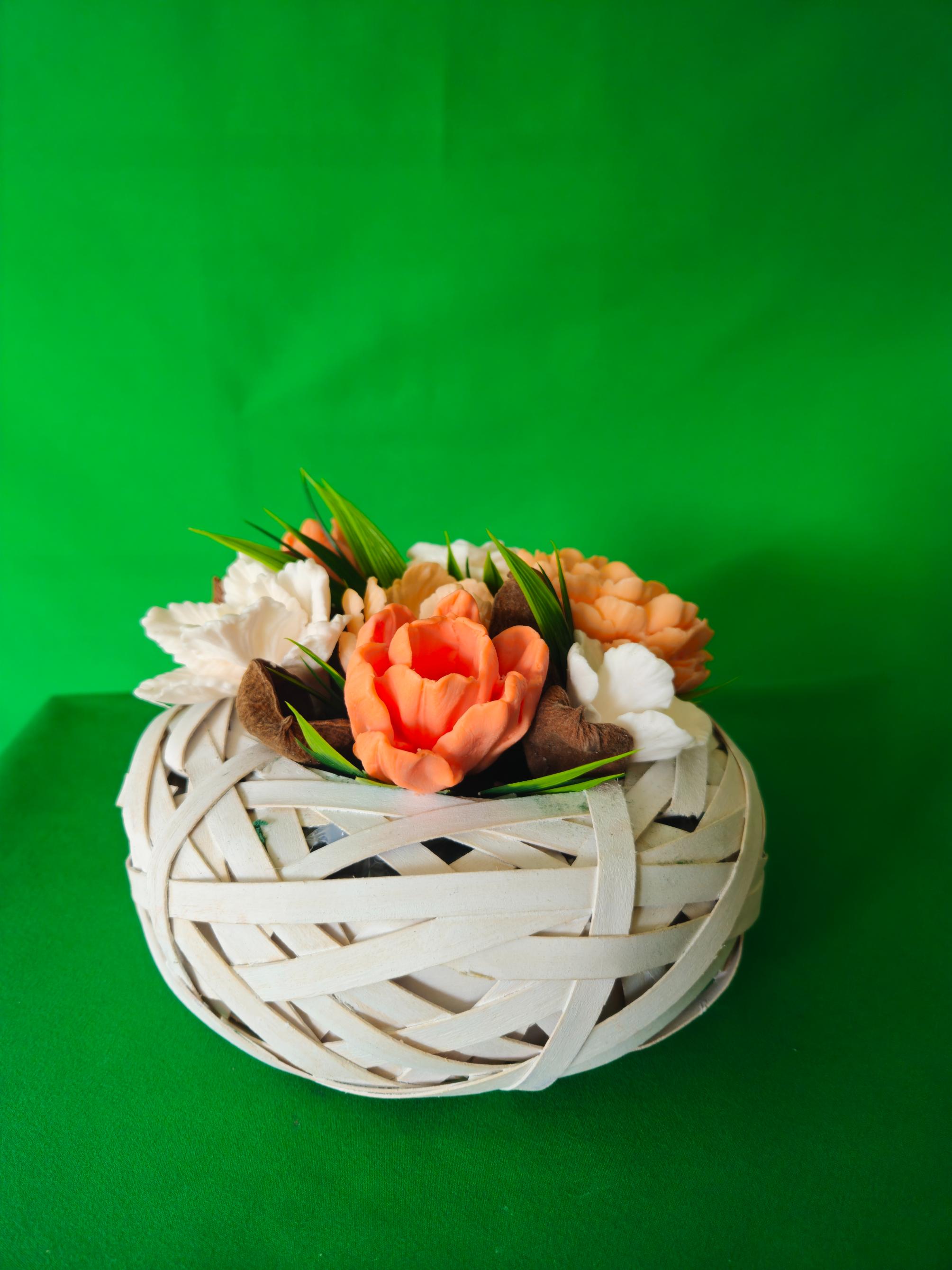 Woven Petal Glow| Decorative Soap Flower Gift Basket | Handmade Gift