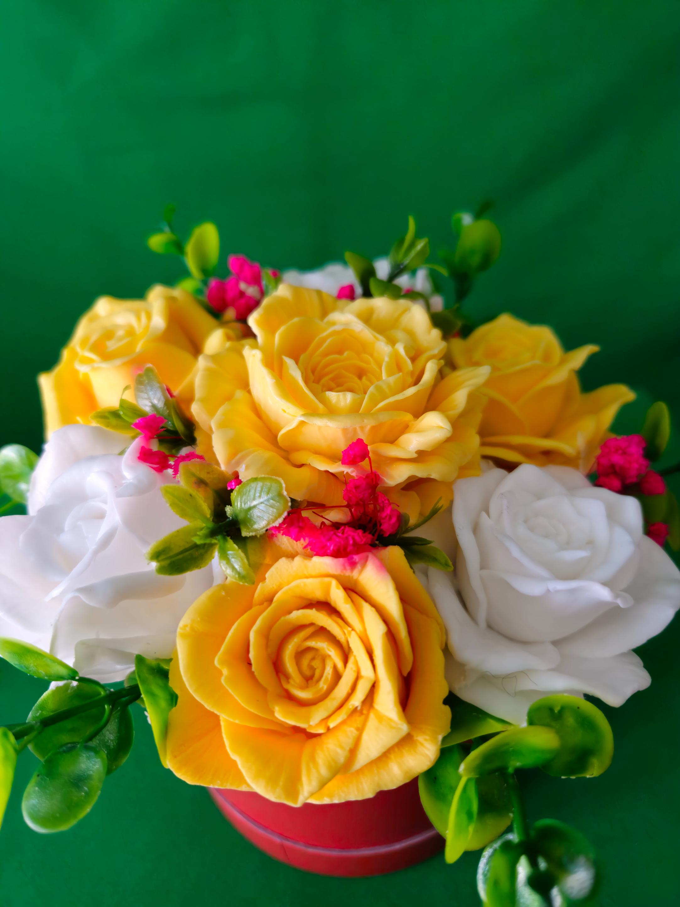 Blossom Harmony Red Flower Box | Handcrafted Soap Flower Décor Piece