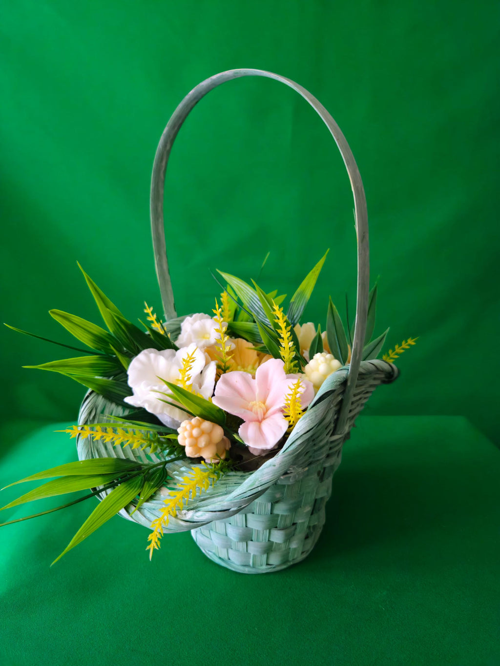 Woven Ocean Breeze Basket |  Cool-Toned Soap Flower Gift (UK Crafted)