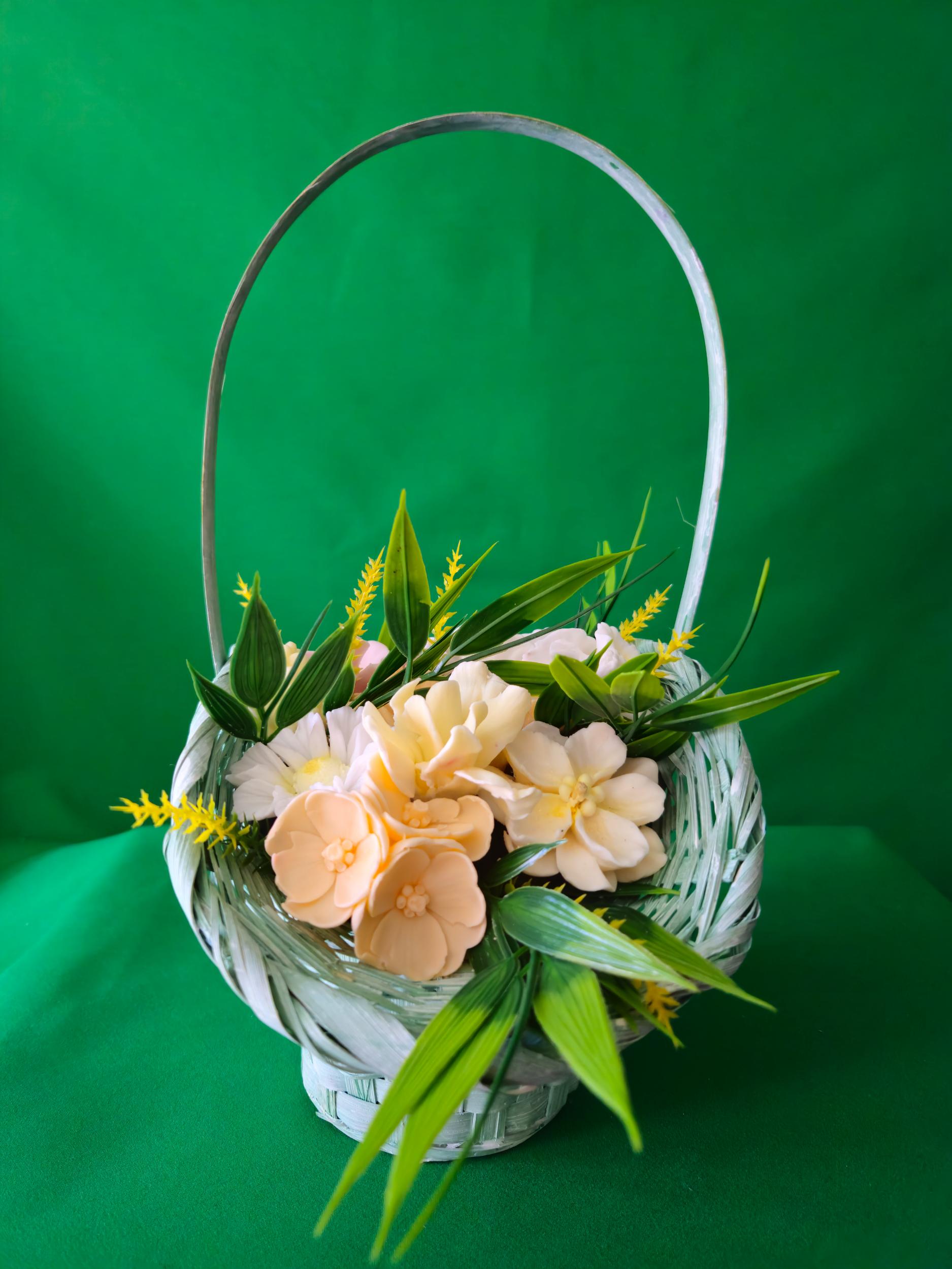 Woven Ocean Breeze Basket |  Cool-Toned Soap Flower Gift (UK Crafted)