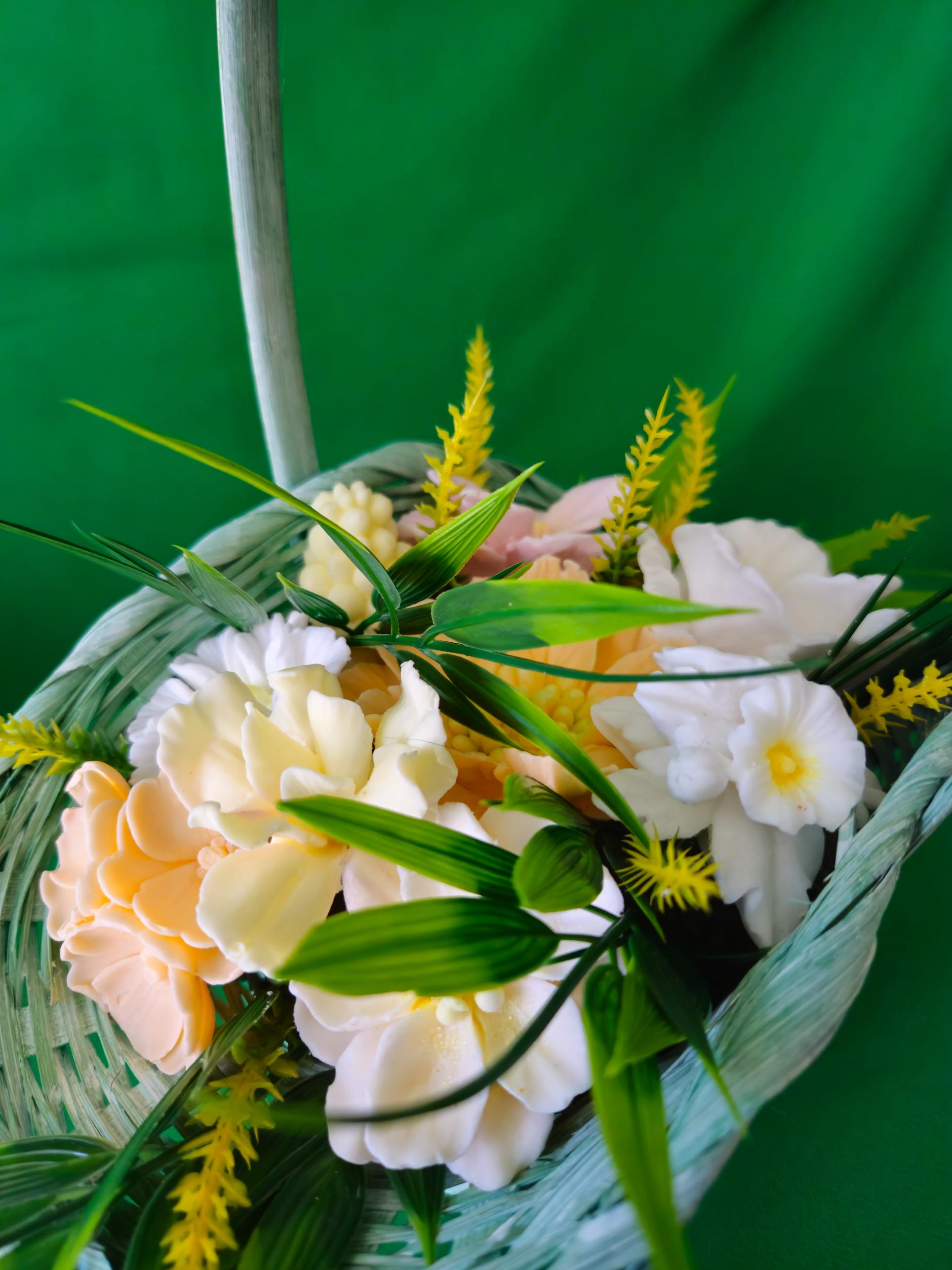 Woven Ocean Breeze Basket |  Cool-Toned Soap Flower Gift (UK Crafted)