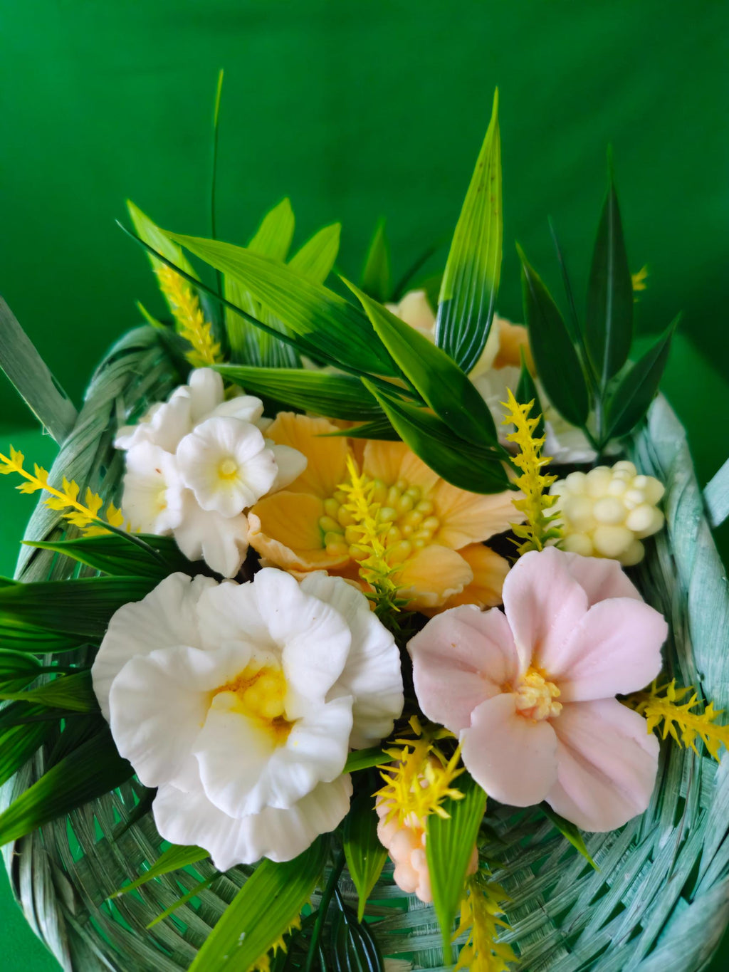 Woven Ocean Breeze Basket |  Cool-Toned Soap Flower Gift (UK Crafted)