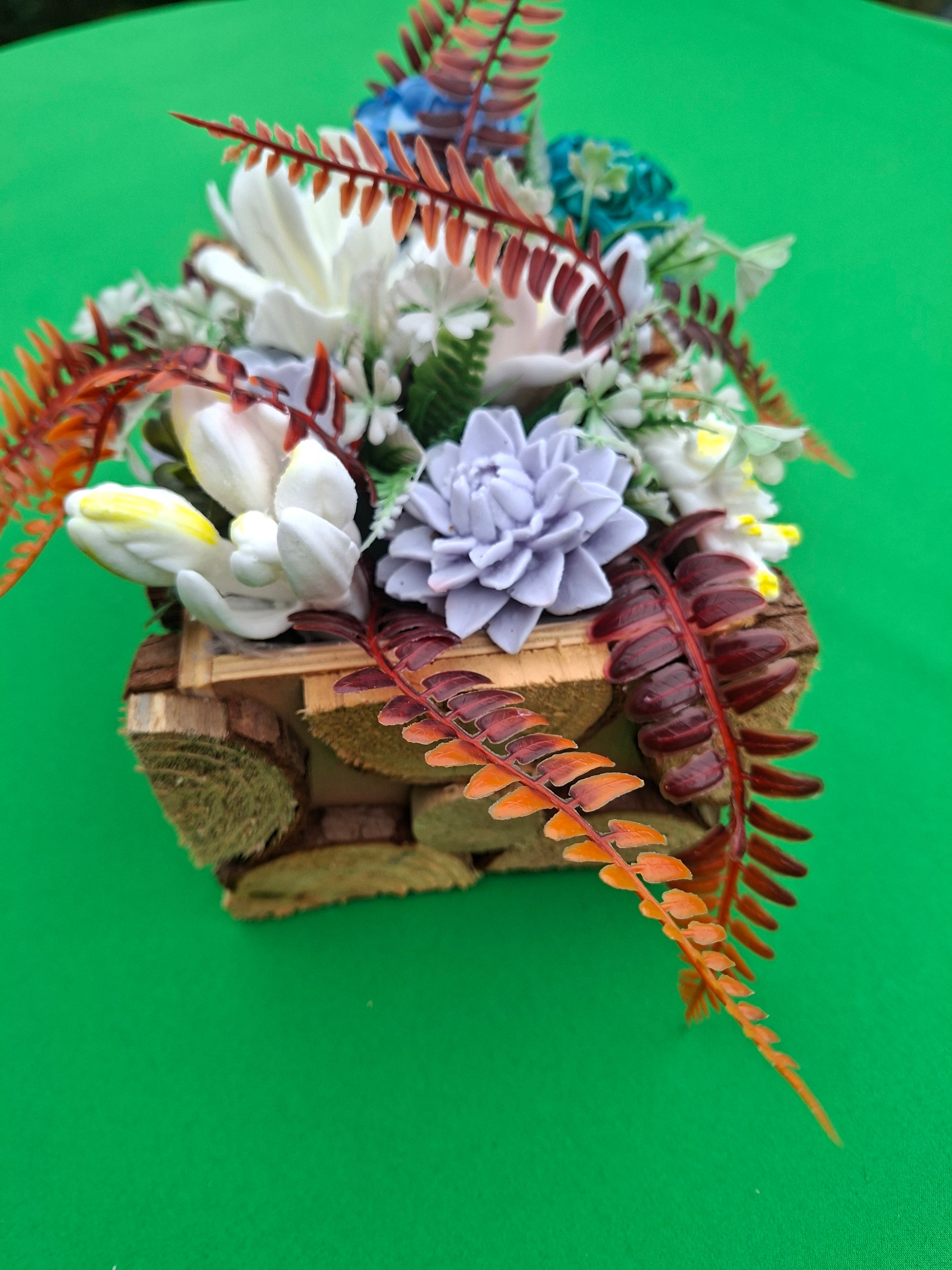 Woven Basket Floral Arrangement Artificial Flowers Home Decor