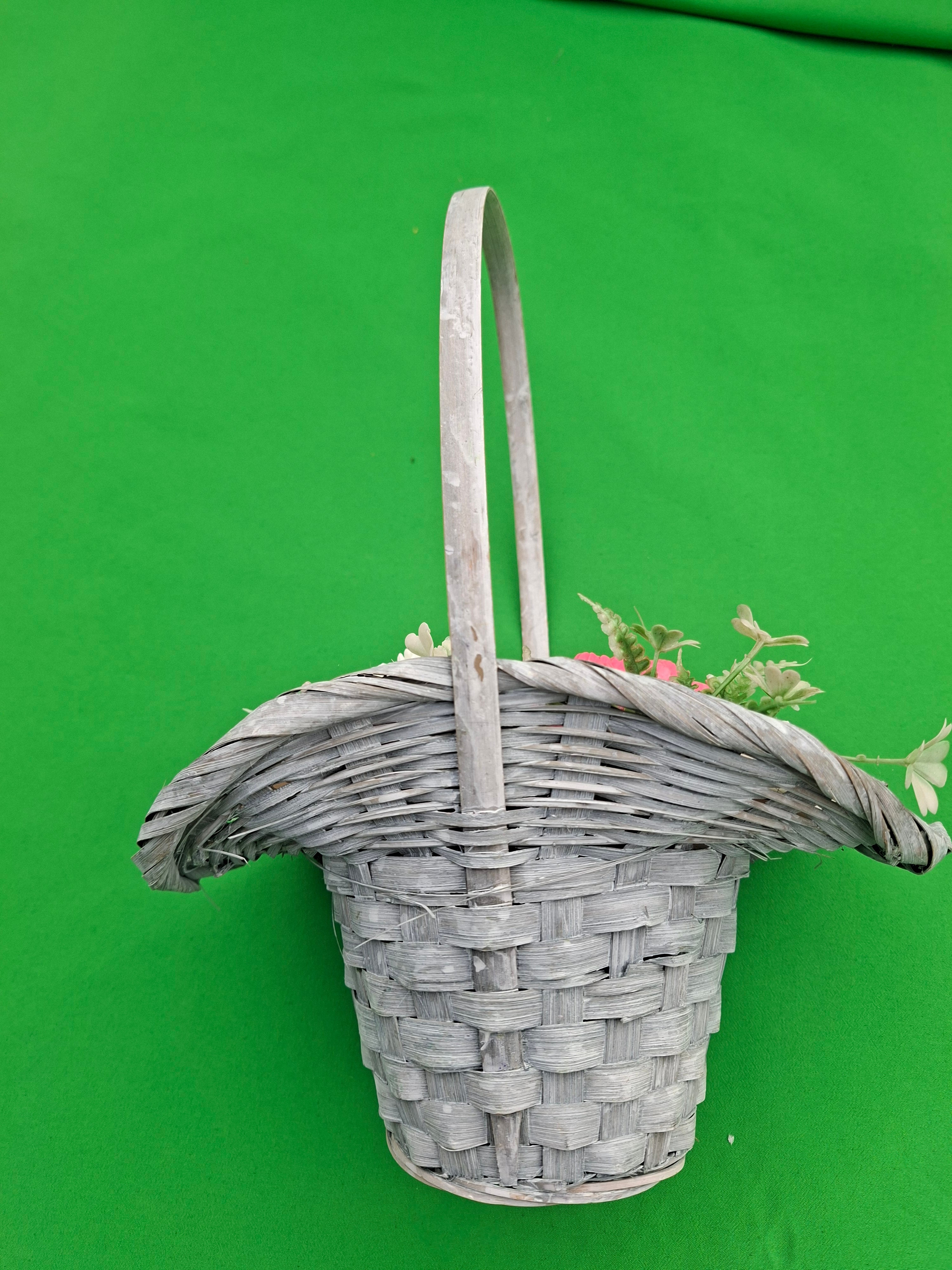 Woven Floral Basket With Artificial Flowers For Home Decor