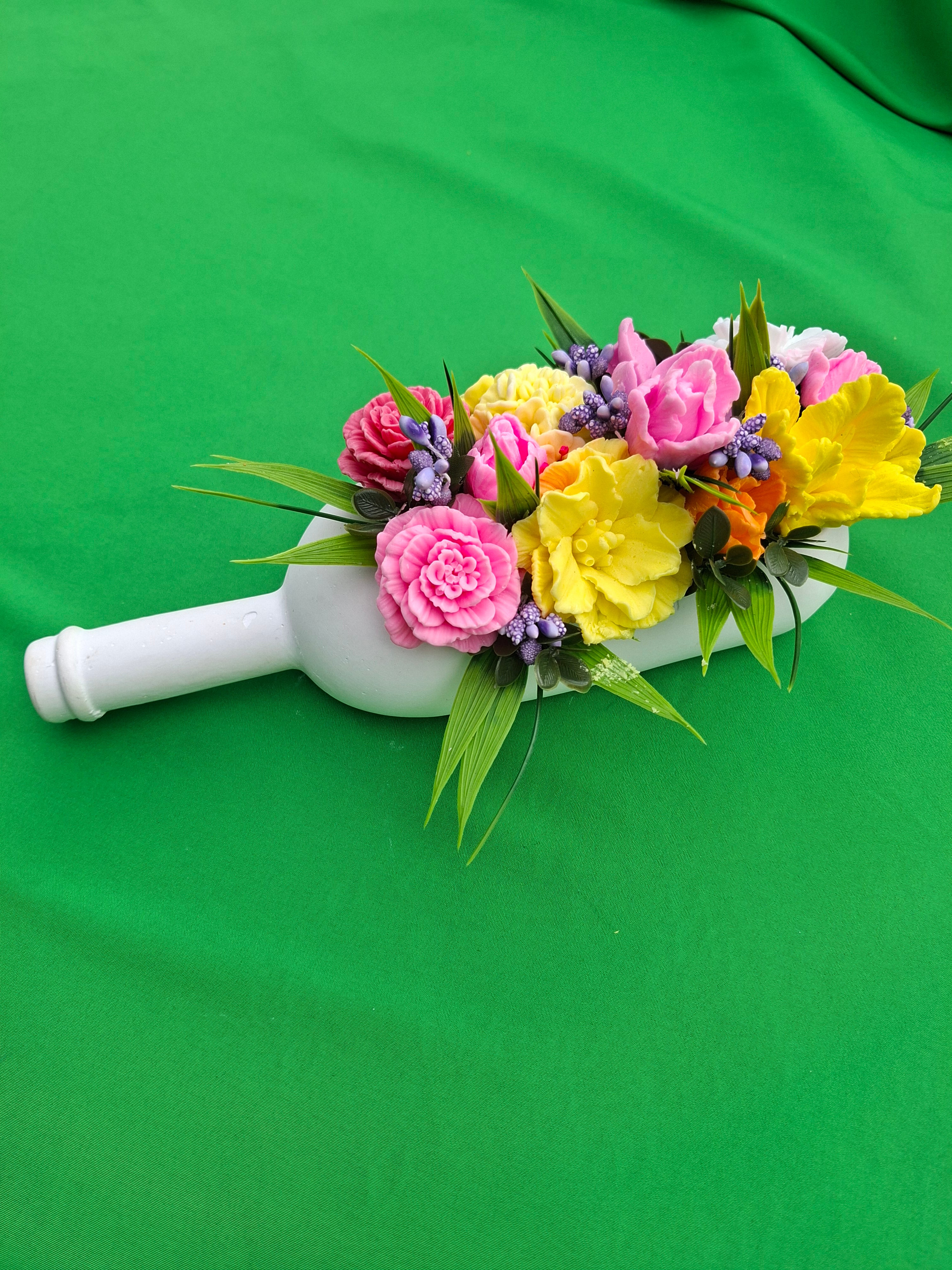 Handmade Soap Art Floral Bouquet In Bottle Display