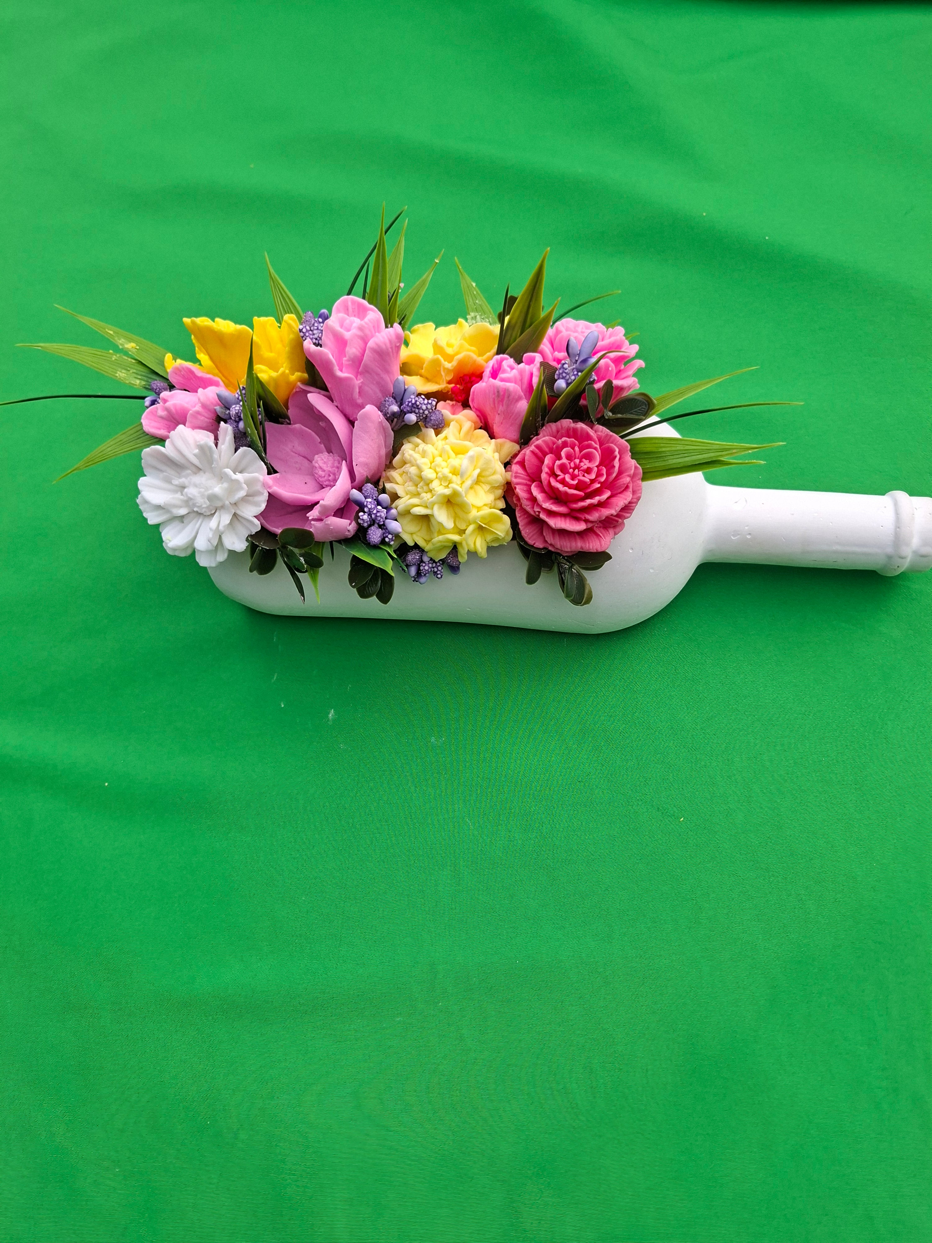 Handmade Soap Art Floral Bouquet In Bottle Display