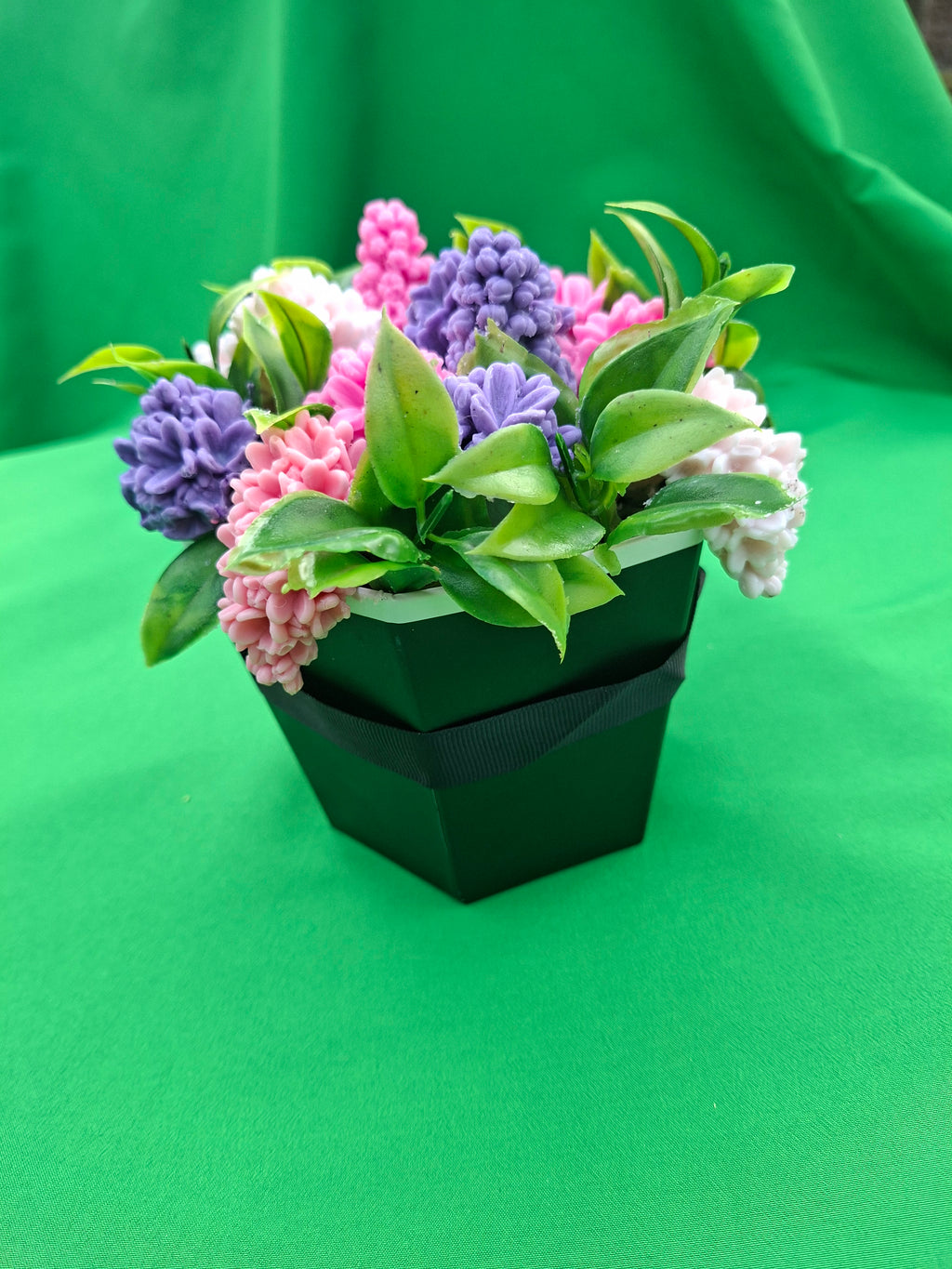 Artificial Flower Box Arrangement In Black Square Pot