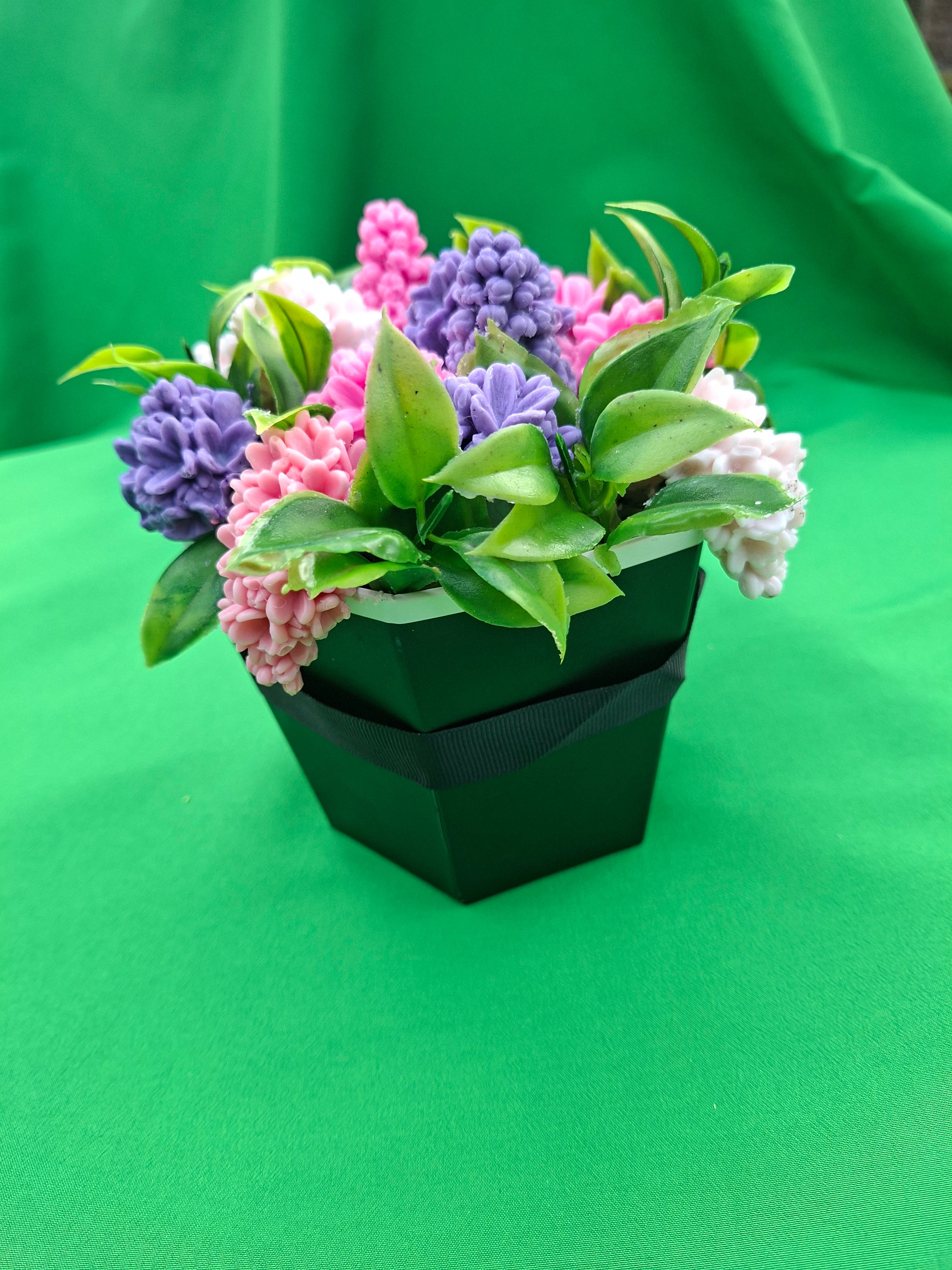 Artificial Flower Box Arrangement In Black Square Pot