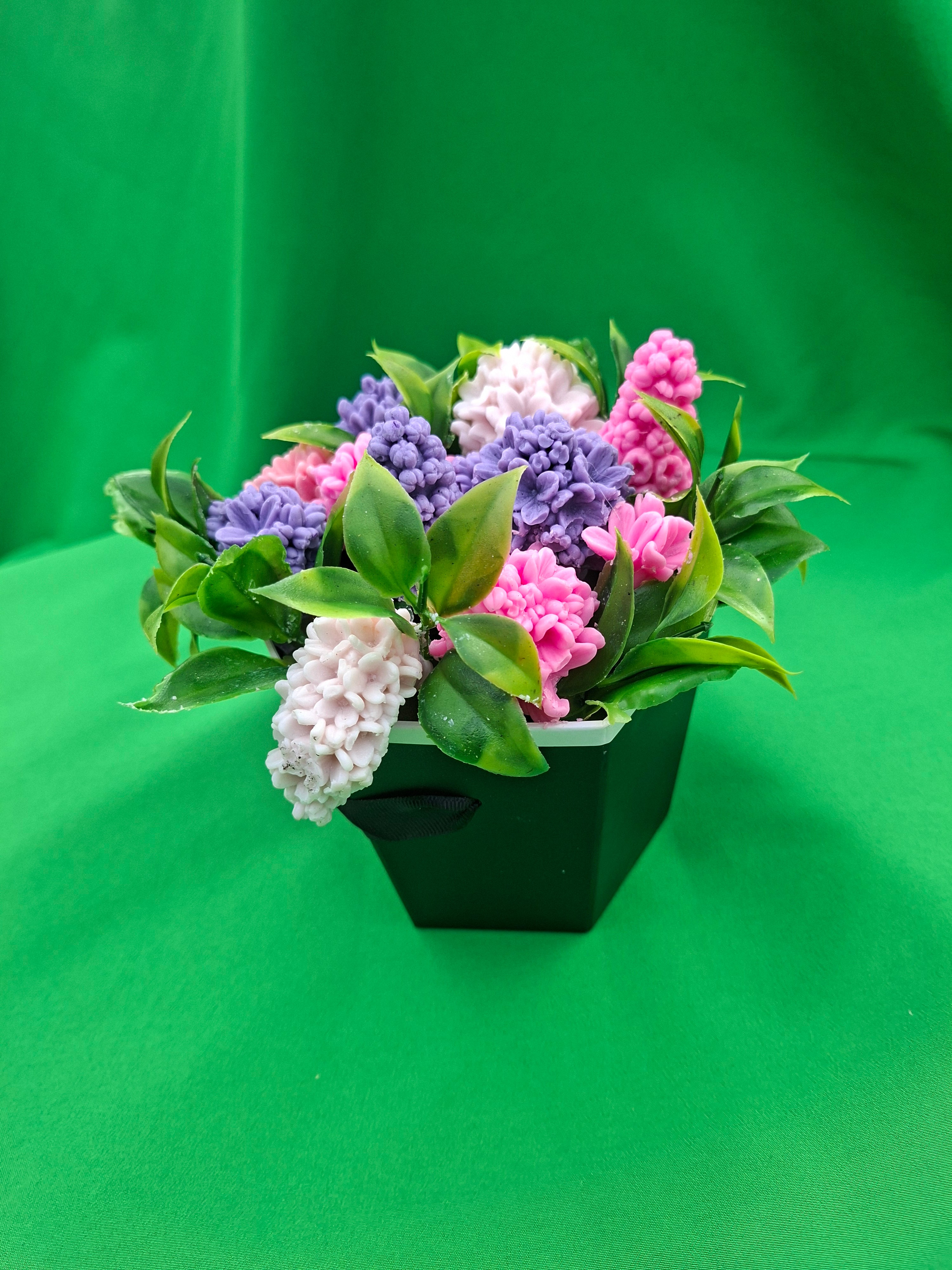 Artificial Flower Box Arrangement In Black Square Pot