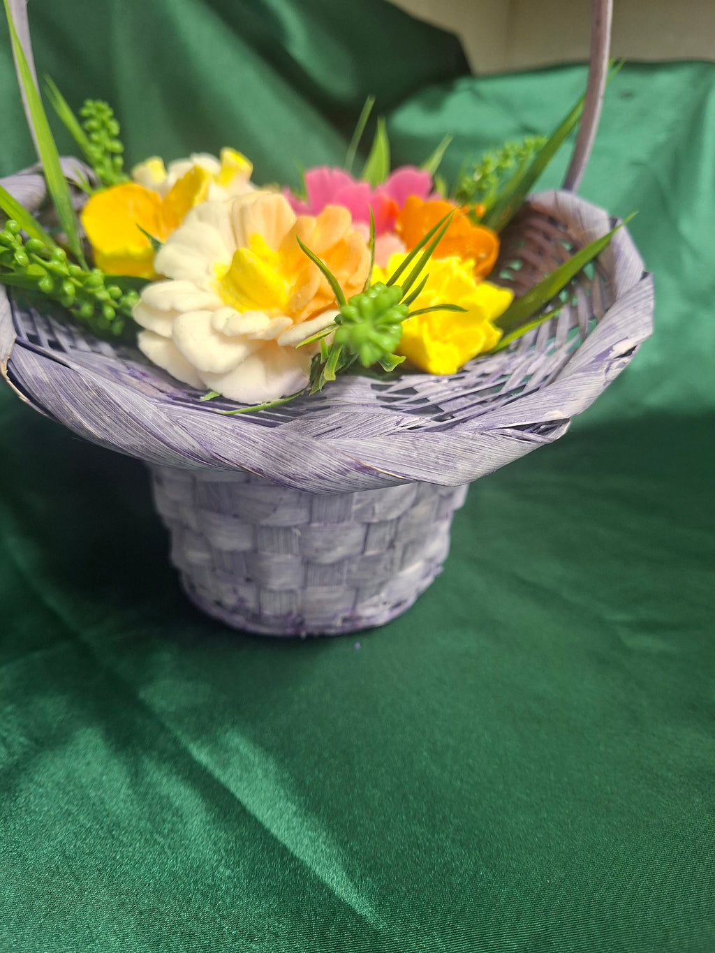 Woven Basket Artificial Flower Arrangement In Bright Colors