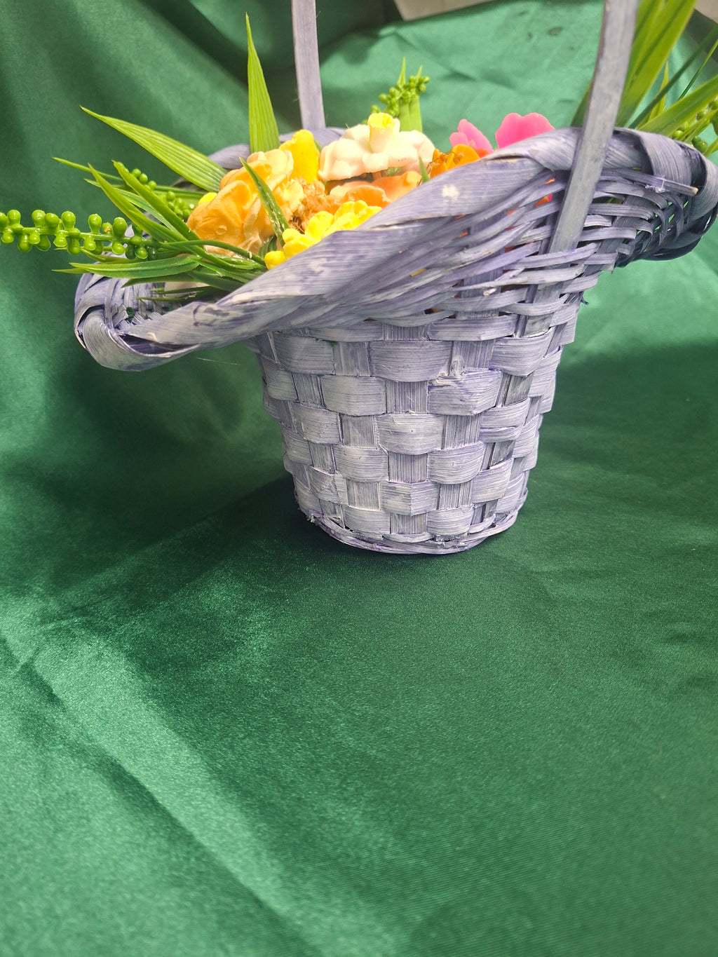 Woven Basket Artificial Flower Arrangement In Bright Colors