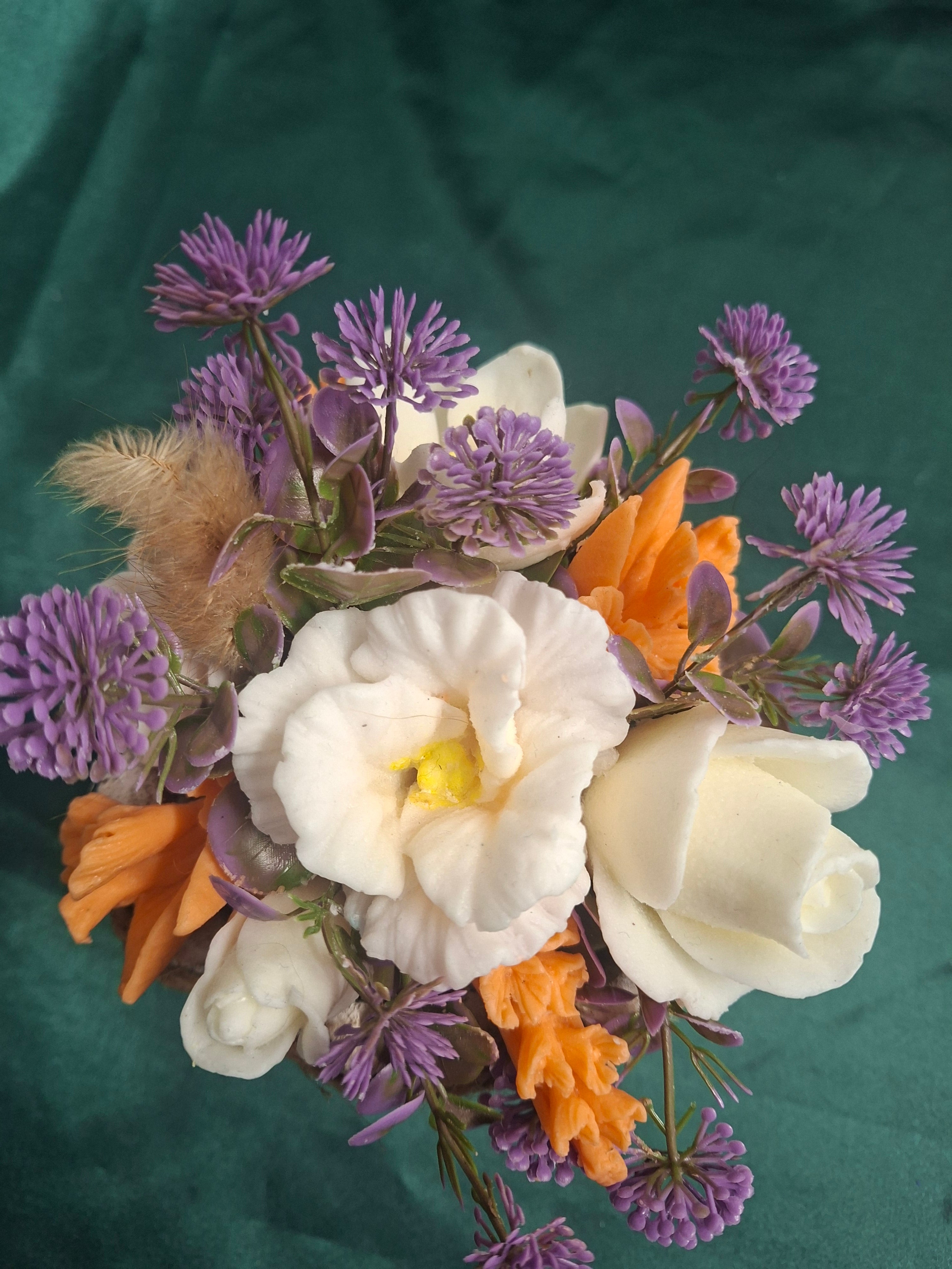 Woven Rustic Basket Planter With Artificial Floral Arrangement