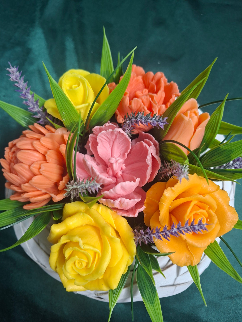 Woven Basket Floral Arrangement With Vibrant Artificial Flowers