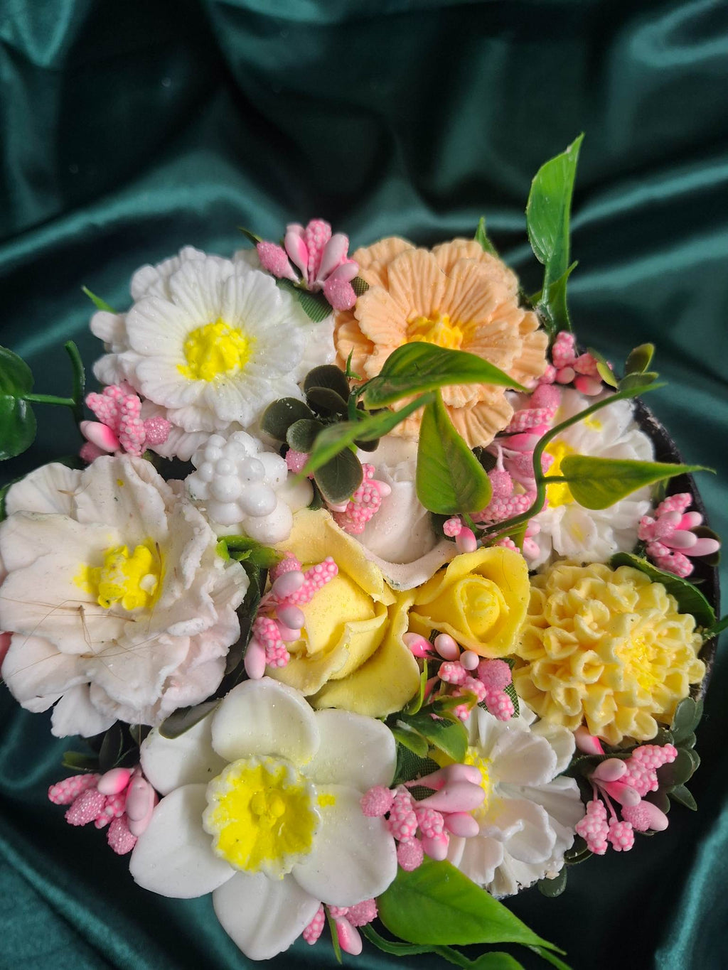 Black Cylinder Flower Box With Artificial Floral Arrangement