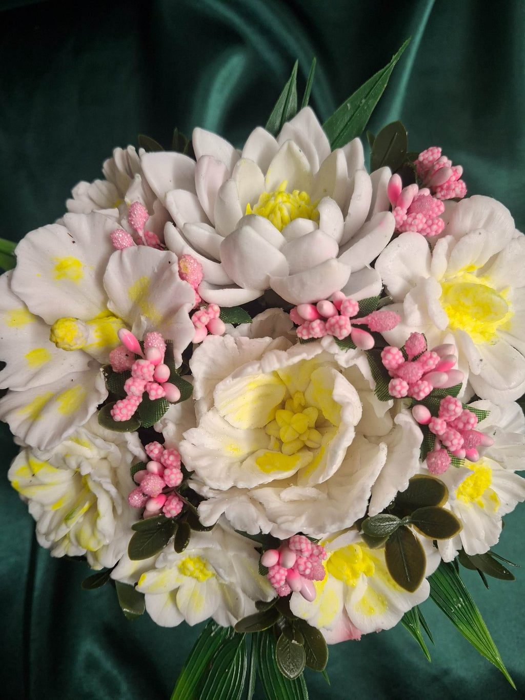 Rustic Woven Basket Artificial Flower Arrangement With White Yellow Blooms