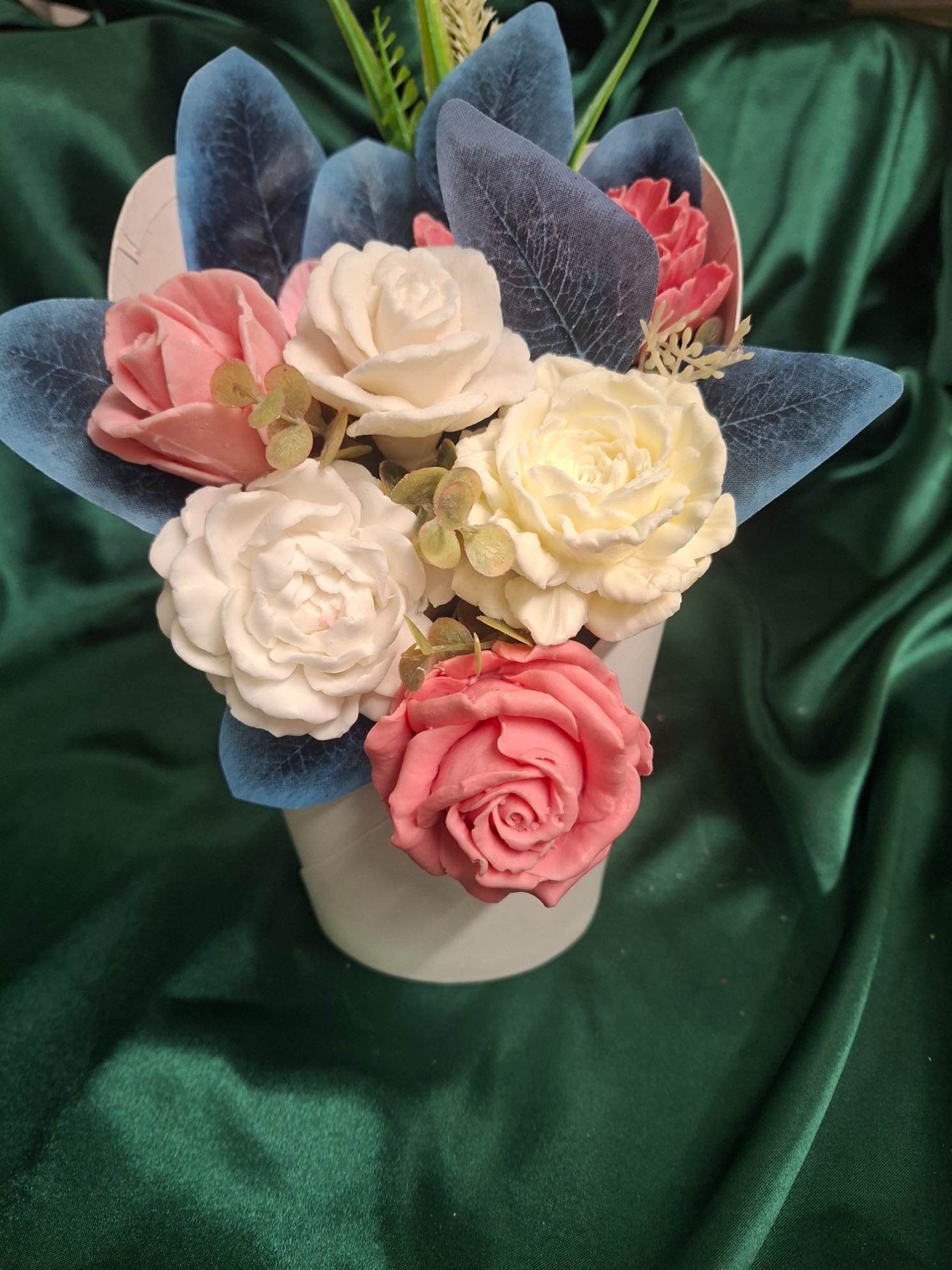 Decorative Flower Box Arrangement With Pink And White Roses