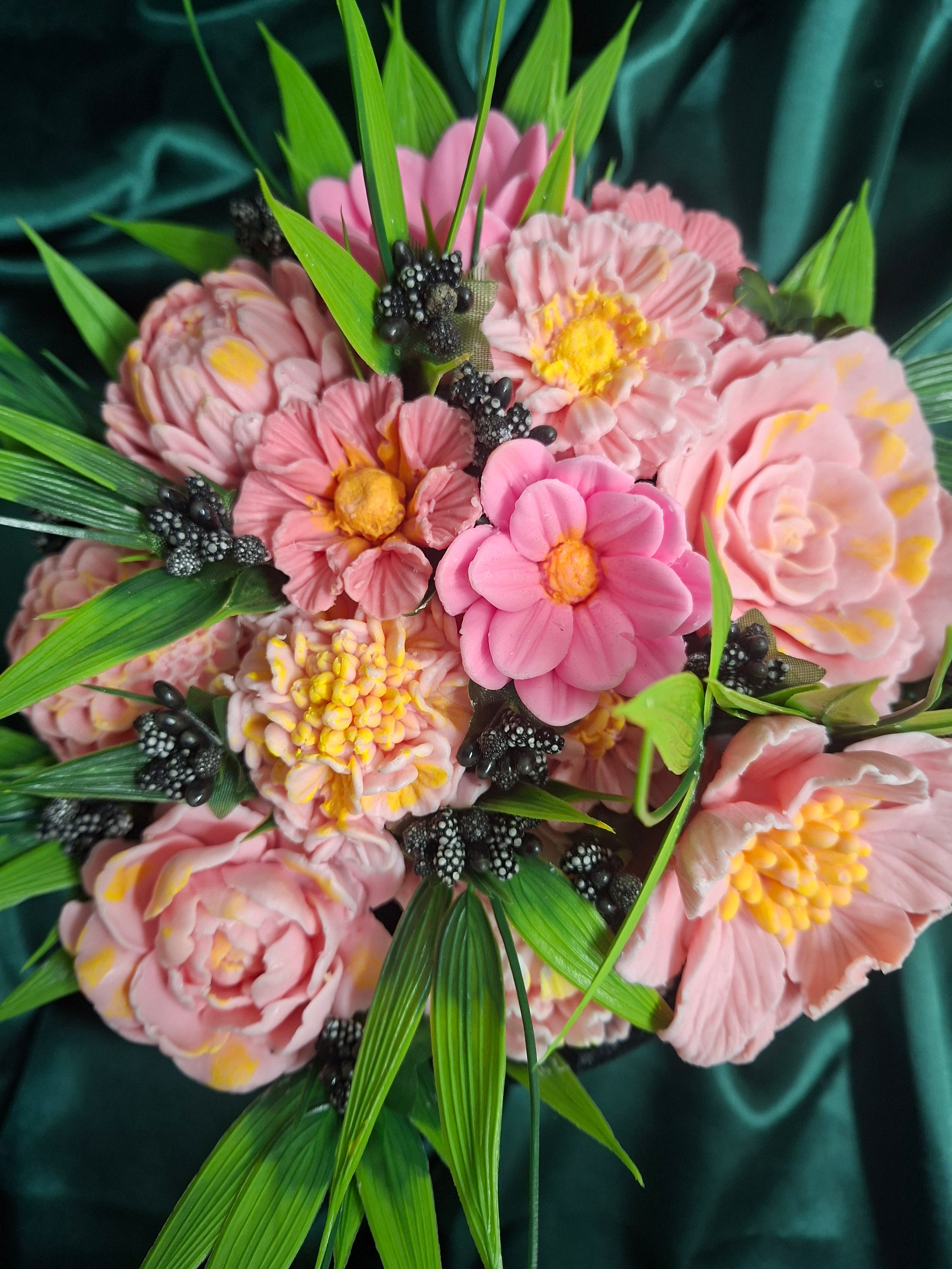 Black Velvet Flower Box Arrangement With Pink Artificial Flowers
