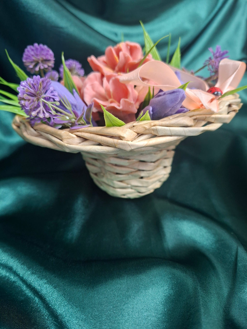 Woven Basket Flower Arrangement Artificial Flowers Home Decor