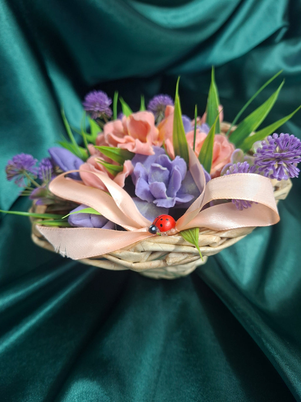 Woven Basket Flower Arrangement Artificial Flowers Home Decor
