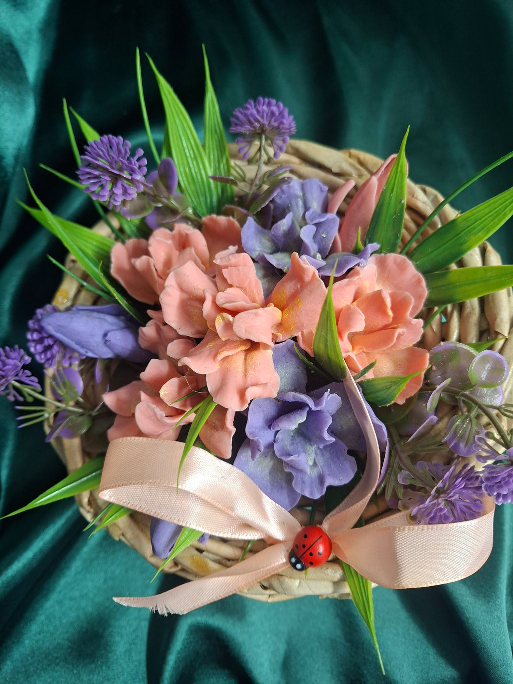 Woven Basket Flower Arrangement Artificial Flowers Home Decor