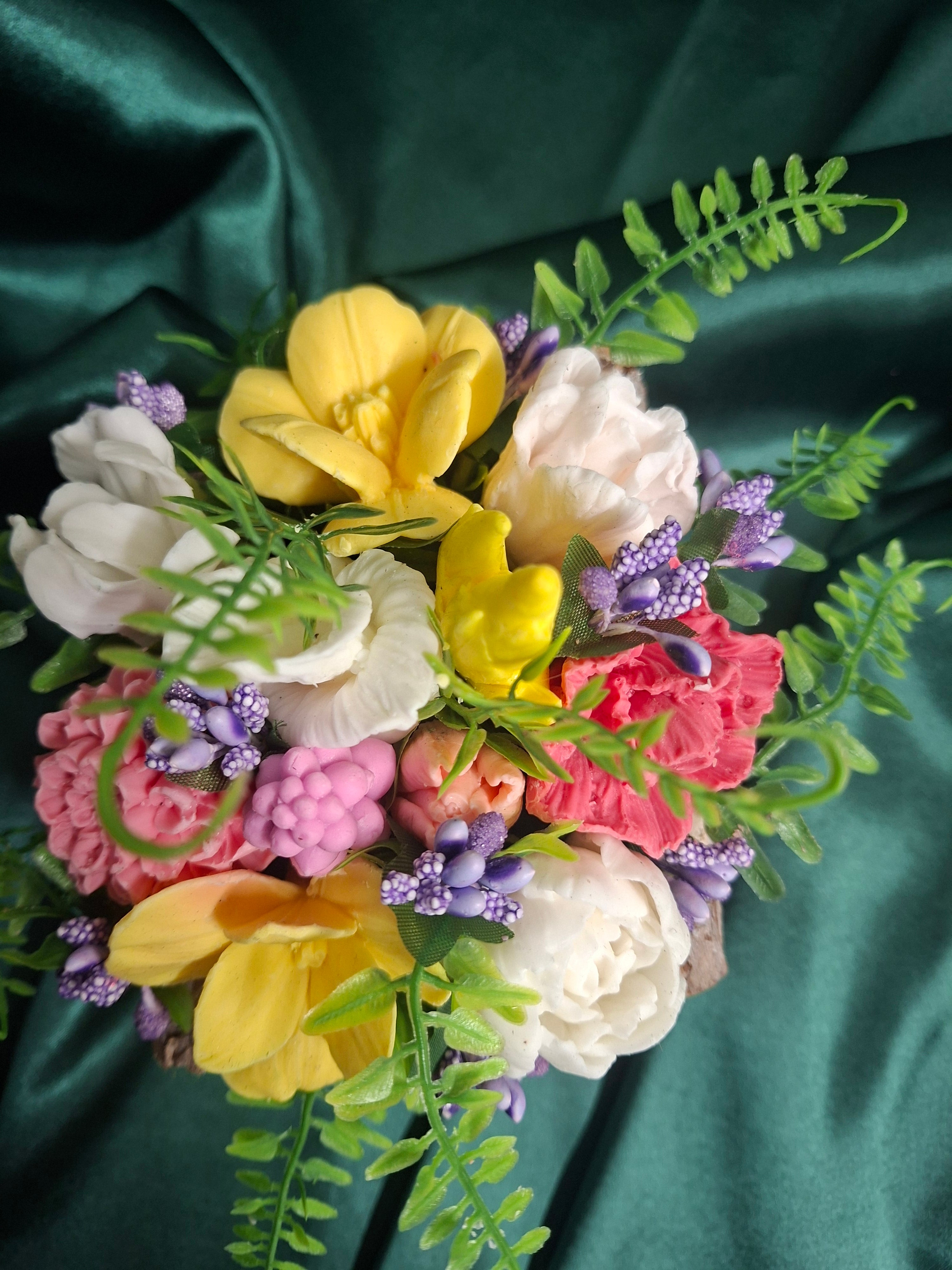 Rustic Woven Wood Basket Floral Arrangement with Artificial Flowers