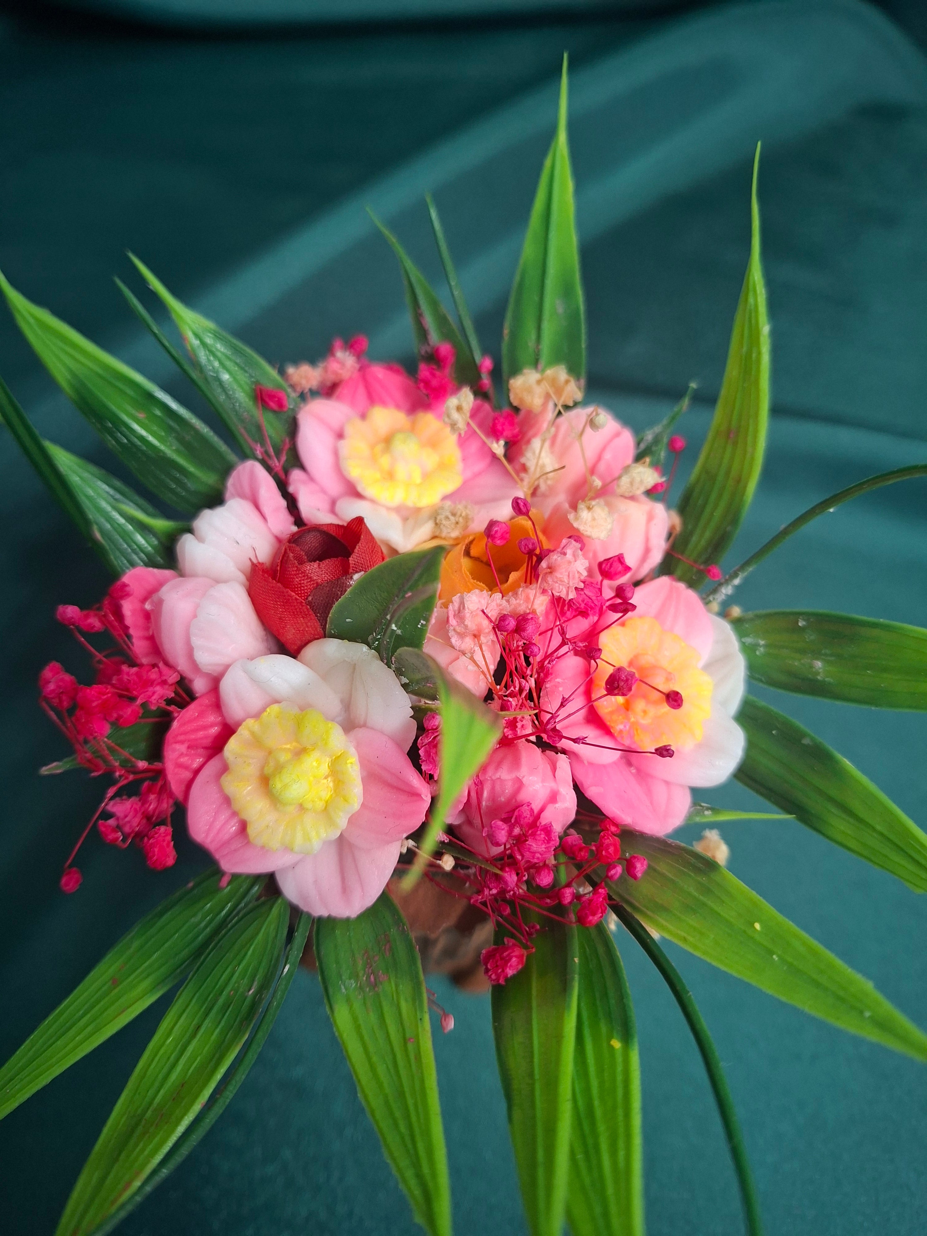 Wooden Floral Box Bouquet Artificial Flowers Gift Box Decor