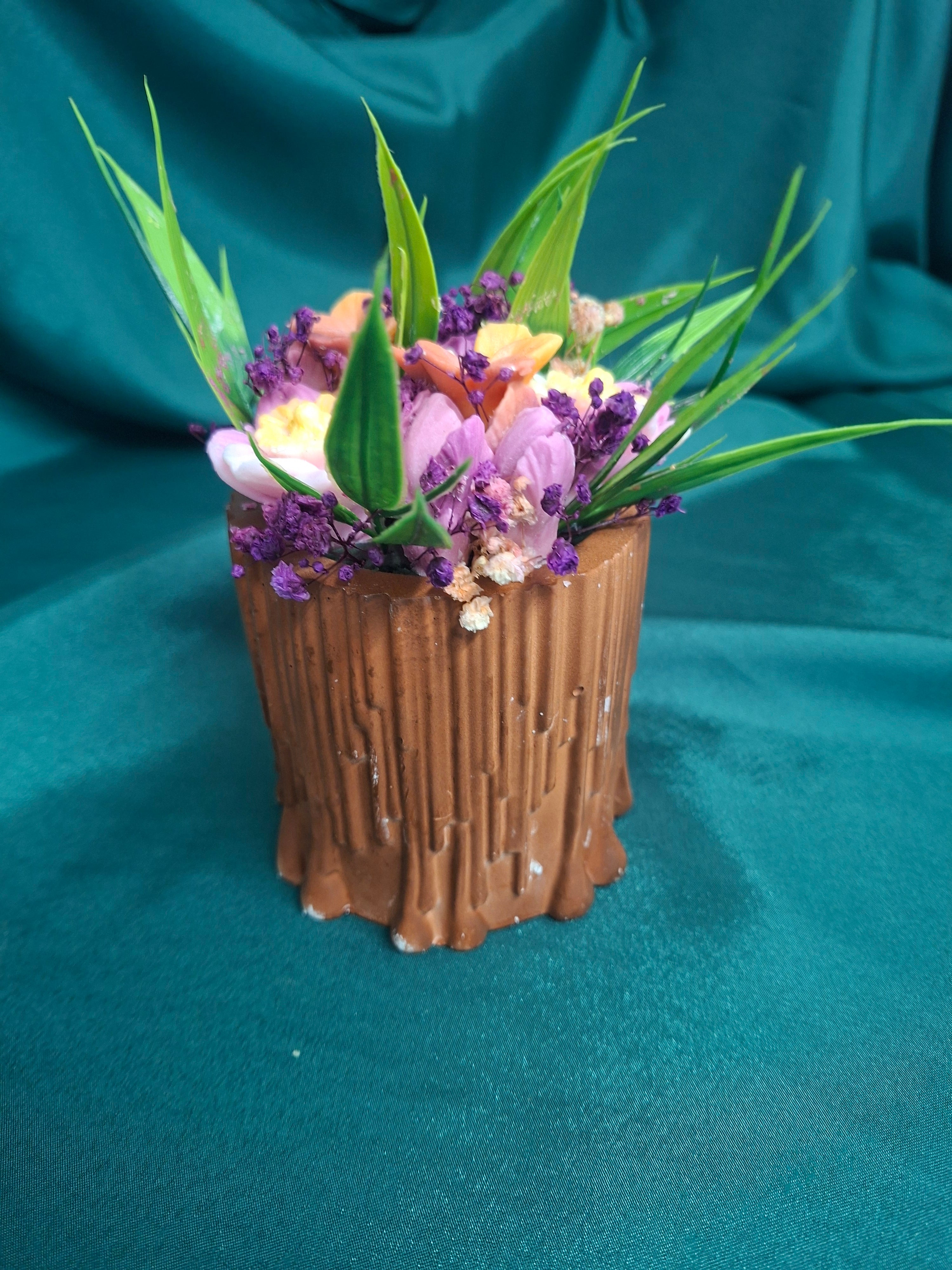 Artificial Floral Box Bouquet In Chocolate Drip Gift Box