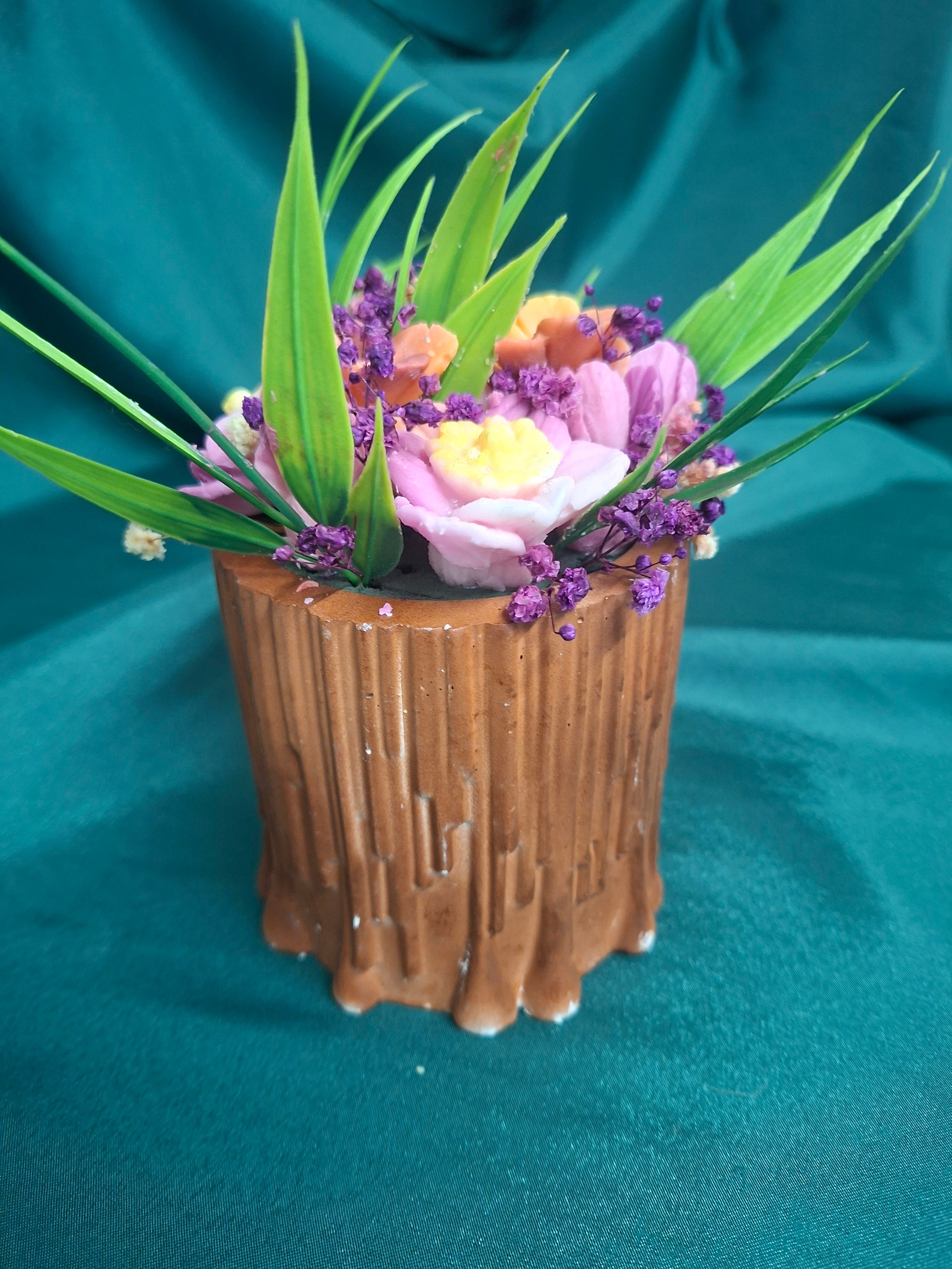 Artificial Floral Box Bouquet In Chocolate Drip Gift Box