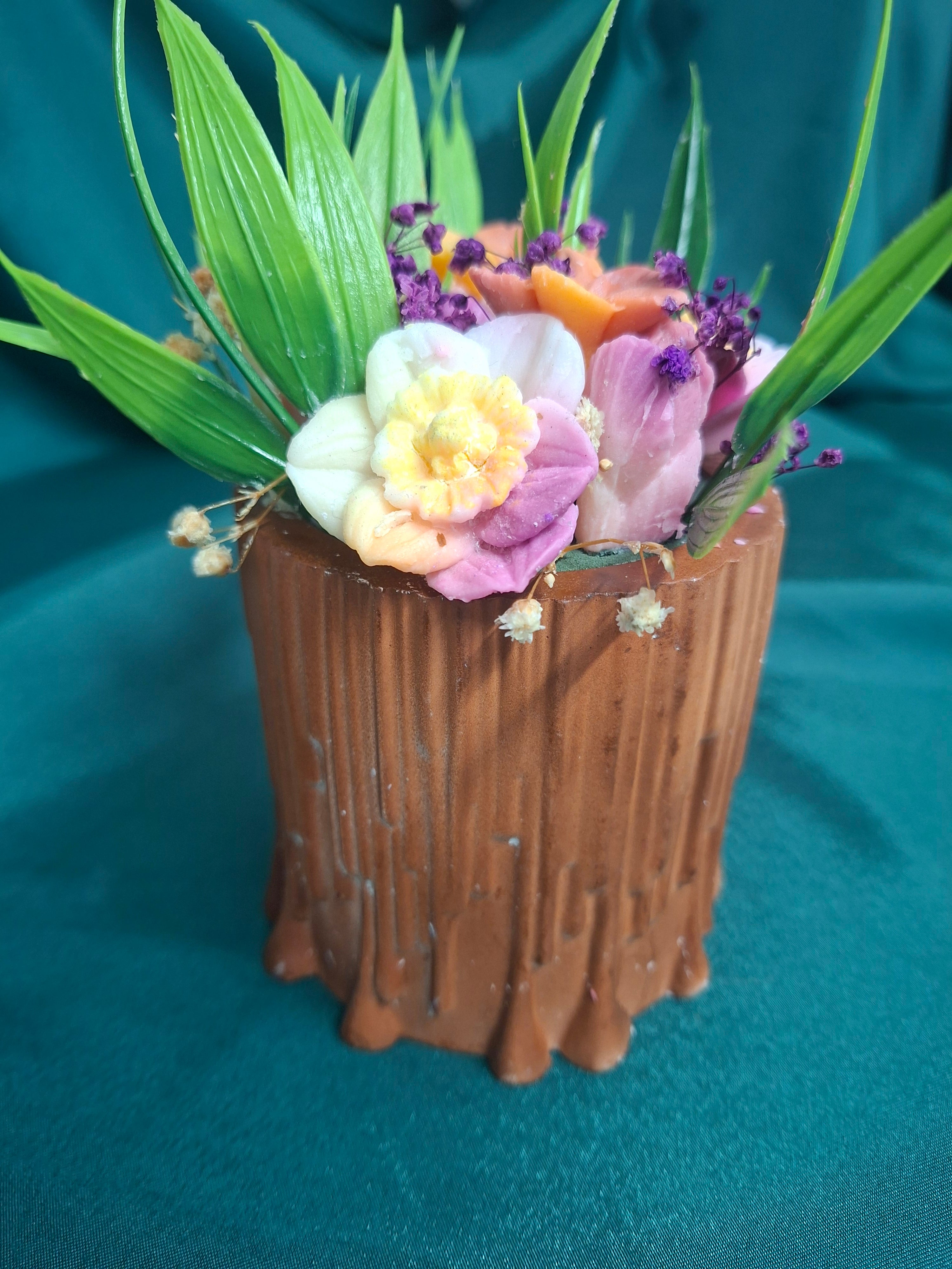 Artificial Floral Box Bouquet In Chocolate Drip Gift Box