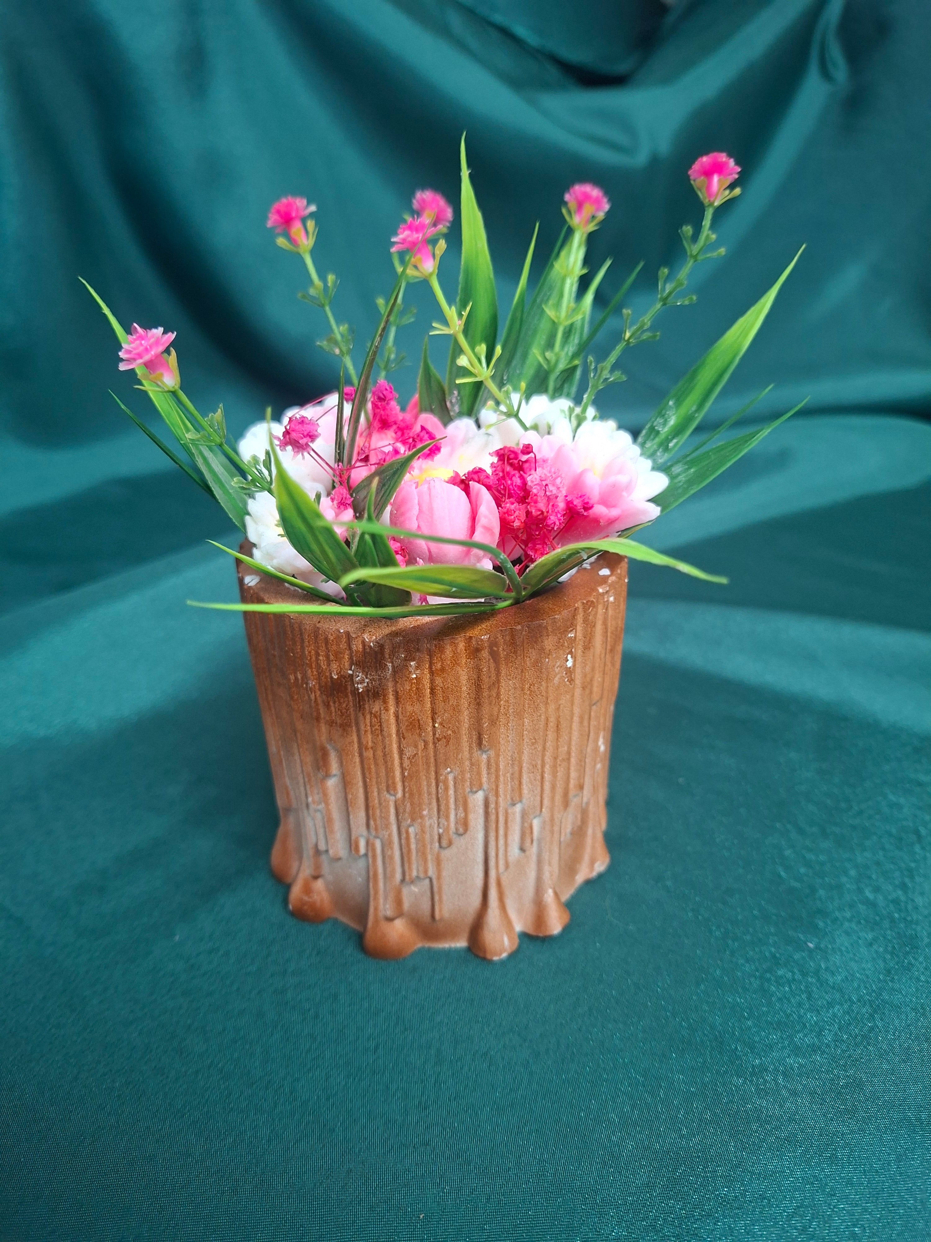 Artificial Flower Box Arrangement For Home Decor In Rustic Vase