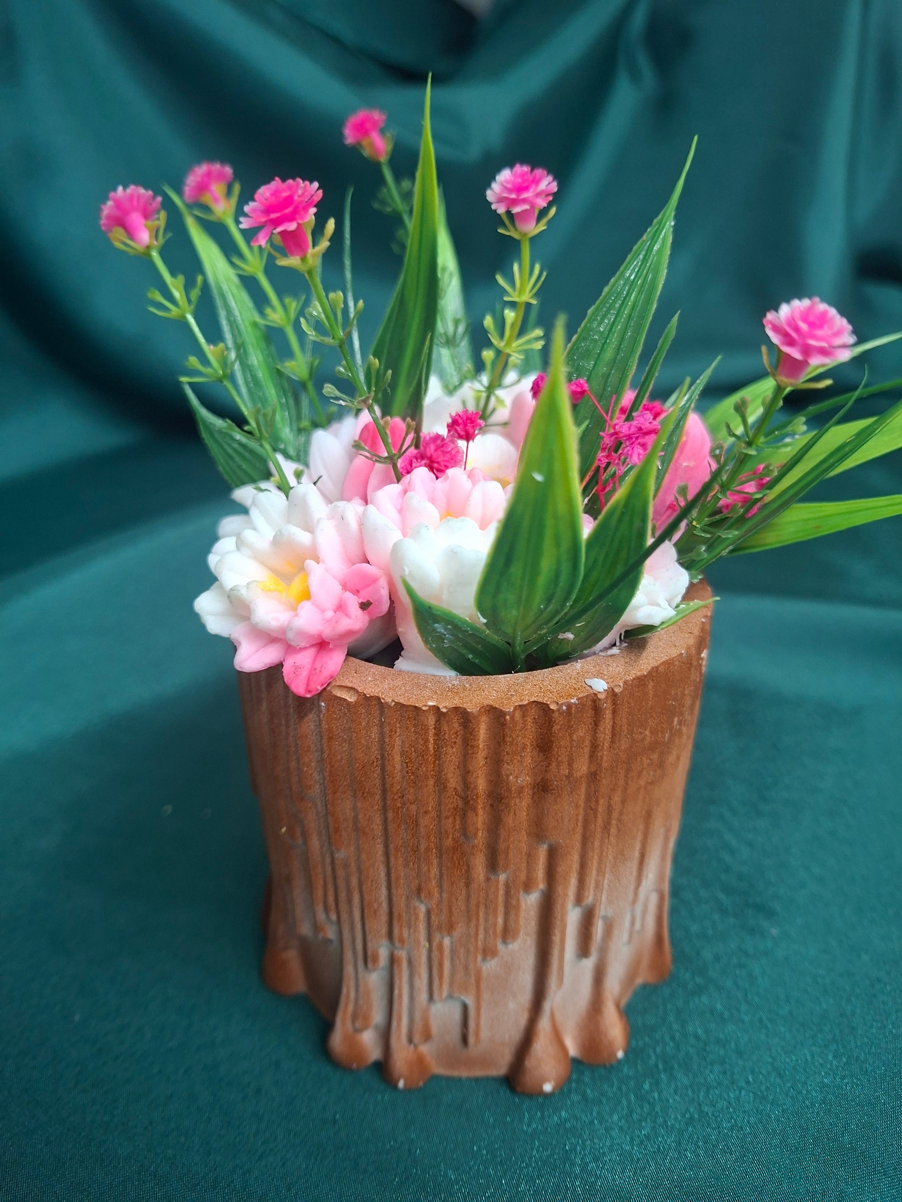Artificial Flower Box Arrangement For Home Decor In Rustic Vase