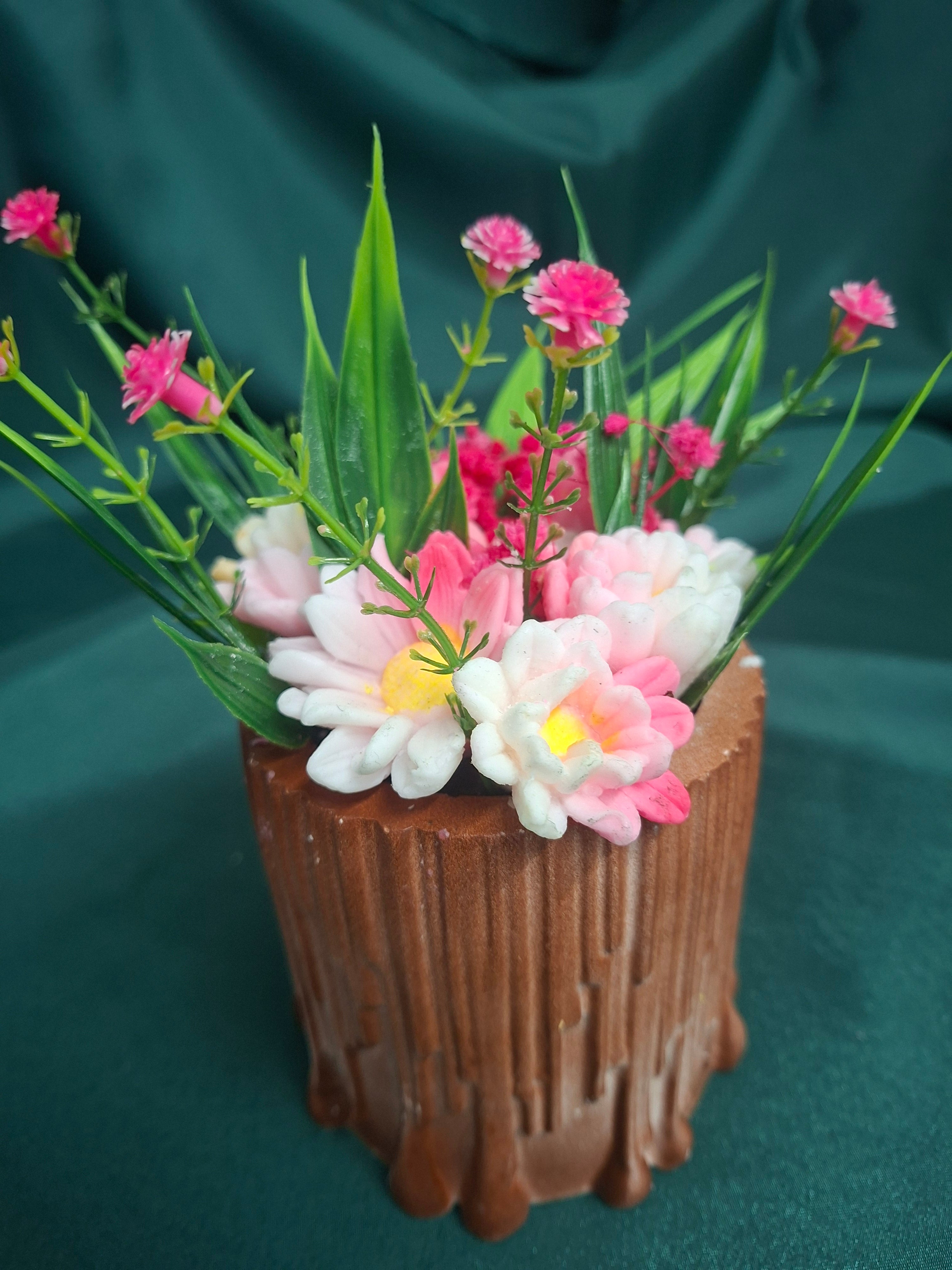 Artificial Flower Box Arrangement For Home Decor In Rustic Vase