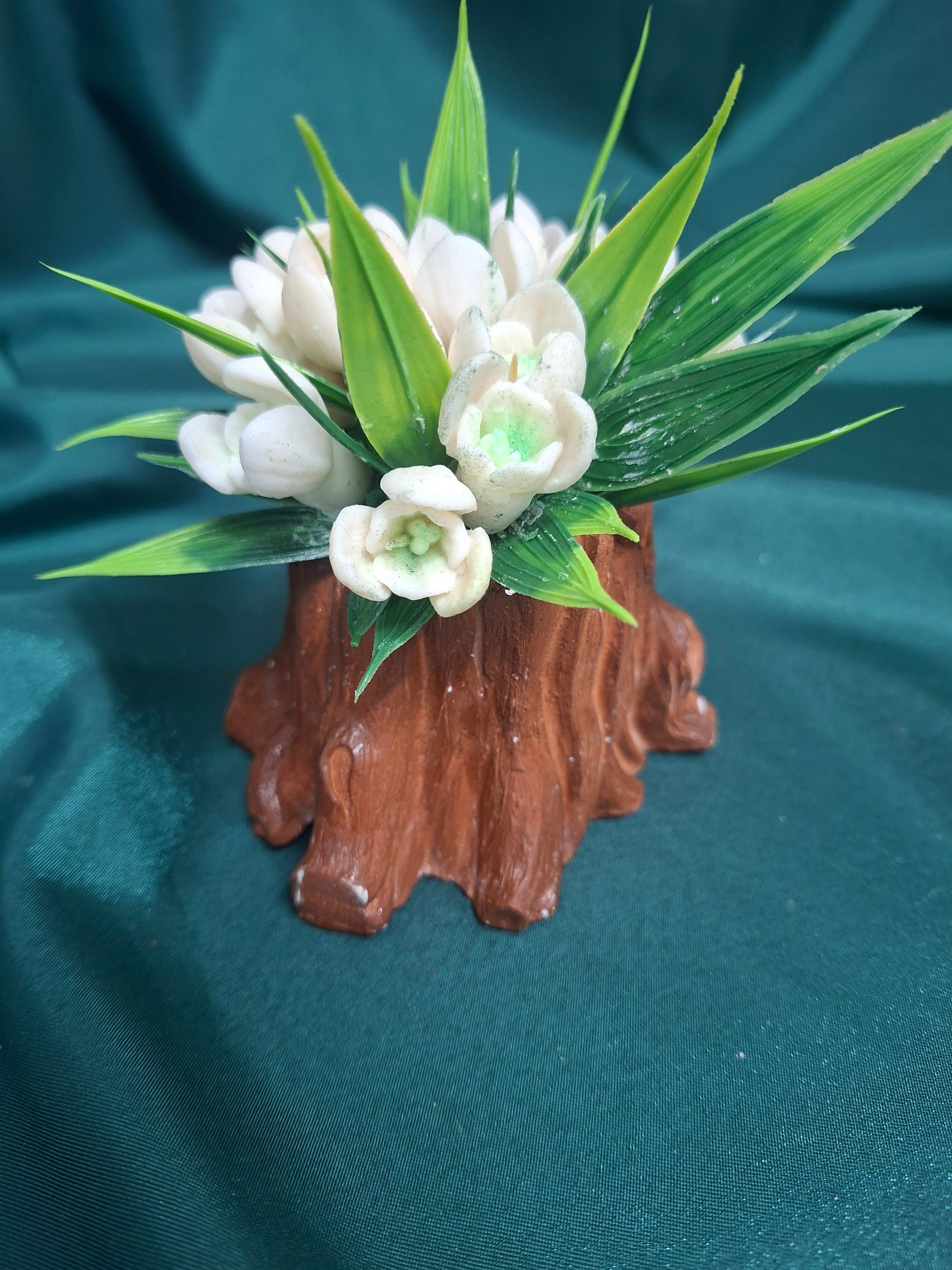 Artificial Flower Box Arrangement With Rustic Wooden Base