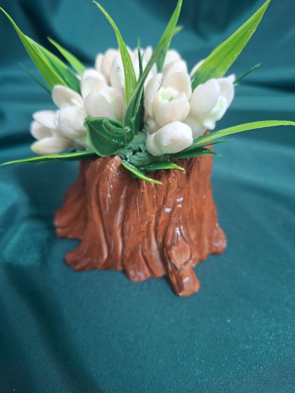Artificial Flower Box Arrangement With Rustic Wooden Base