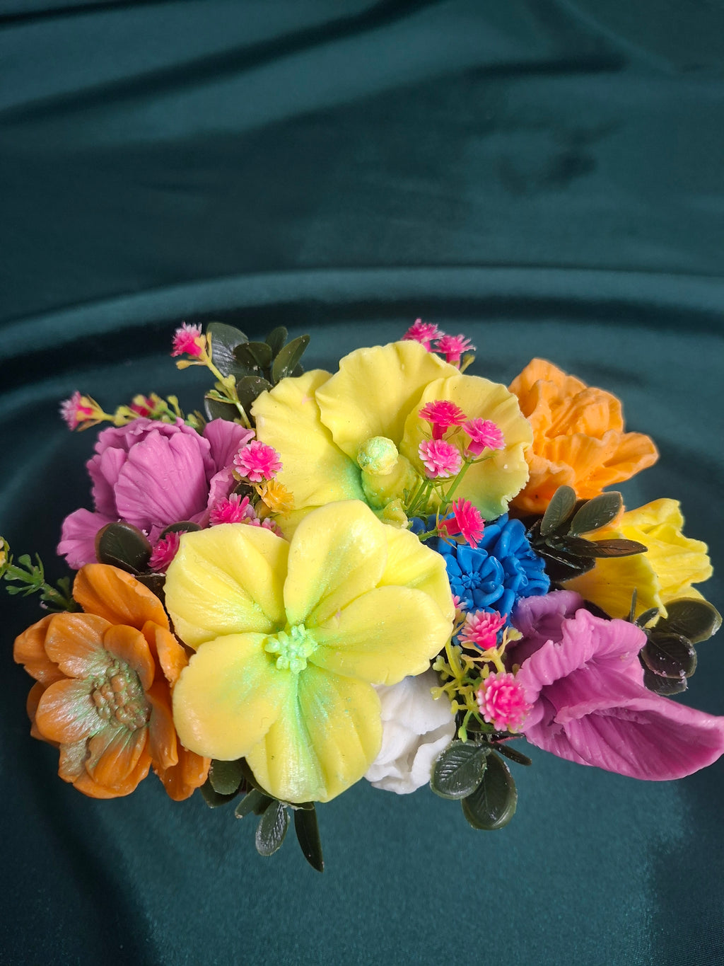 Floral Gift Box Bouquet In Burgundy Box With Colorful Flowers