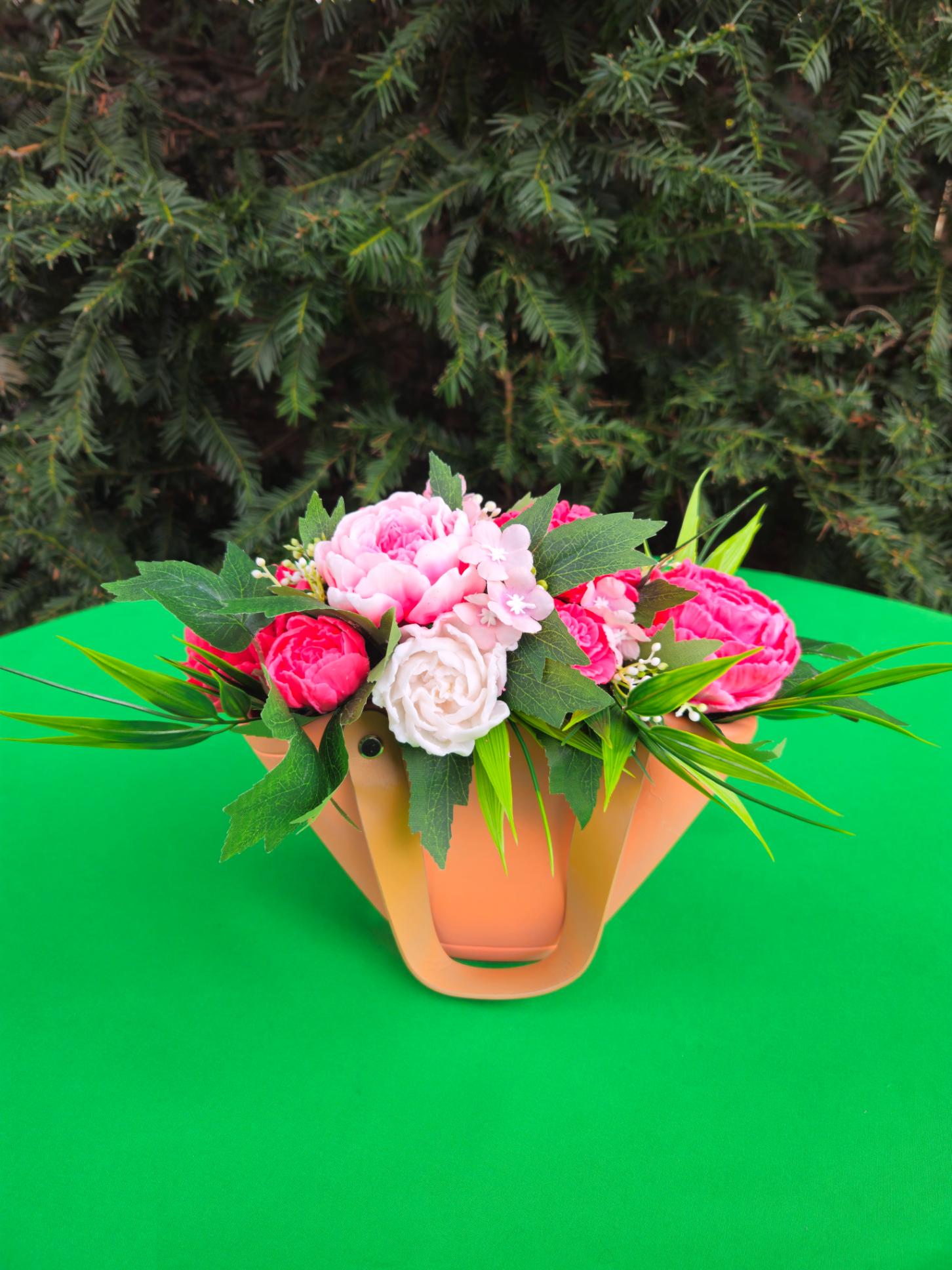 Woven Bloom Basket | Artisan Soap Flower Bouquet