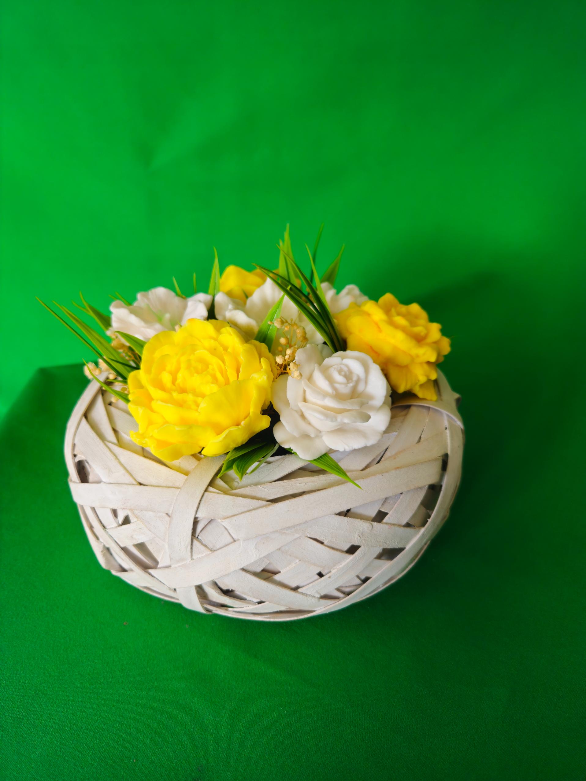 Woven Petal Harmony | Scented Soap Flower Gift Basket | Handmade