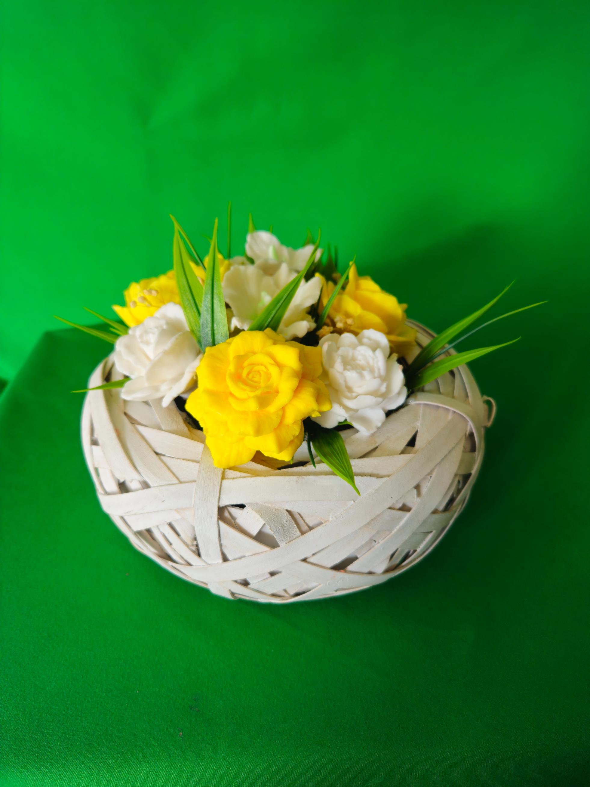 Woven Petal Harmony | Scented Soap Flower Gift Basket | Handmade