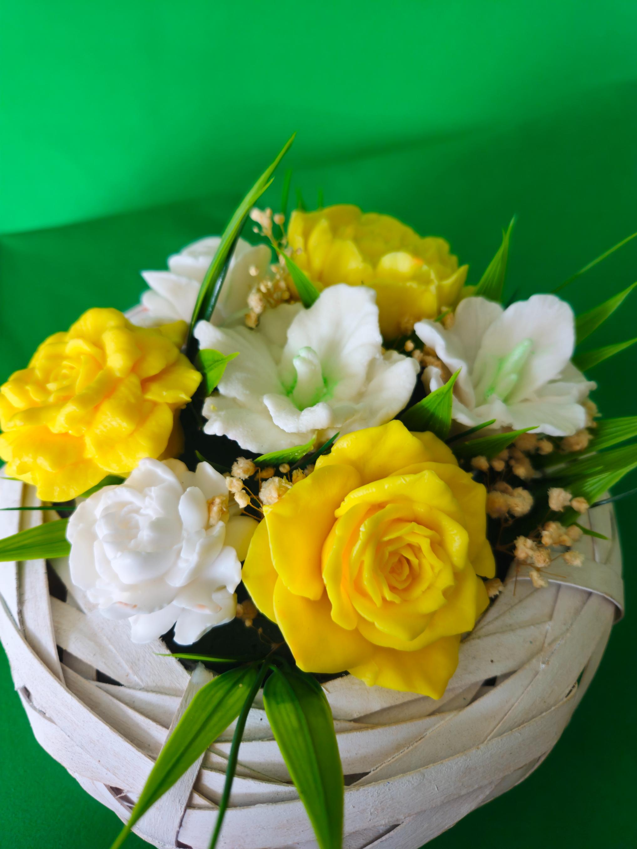 Woven Petal Harmony | Scented Soap Flower Gift Basket | Handmade