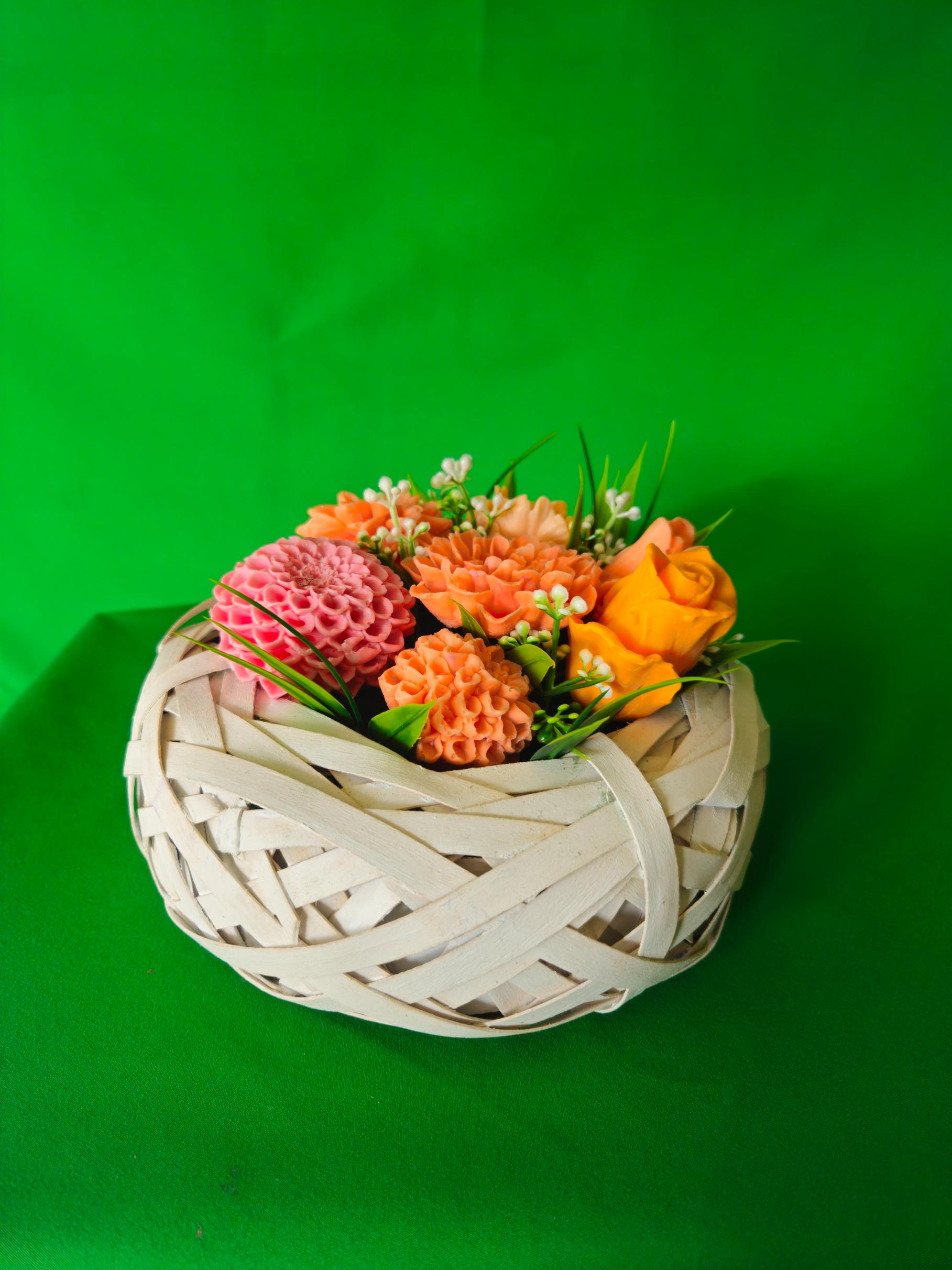 Woven Bloom Essence | Luxury Soap Flower Décor Basket