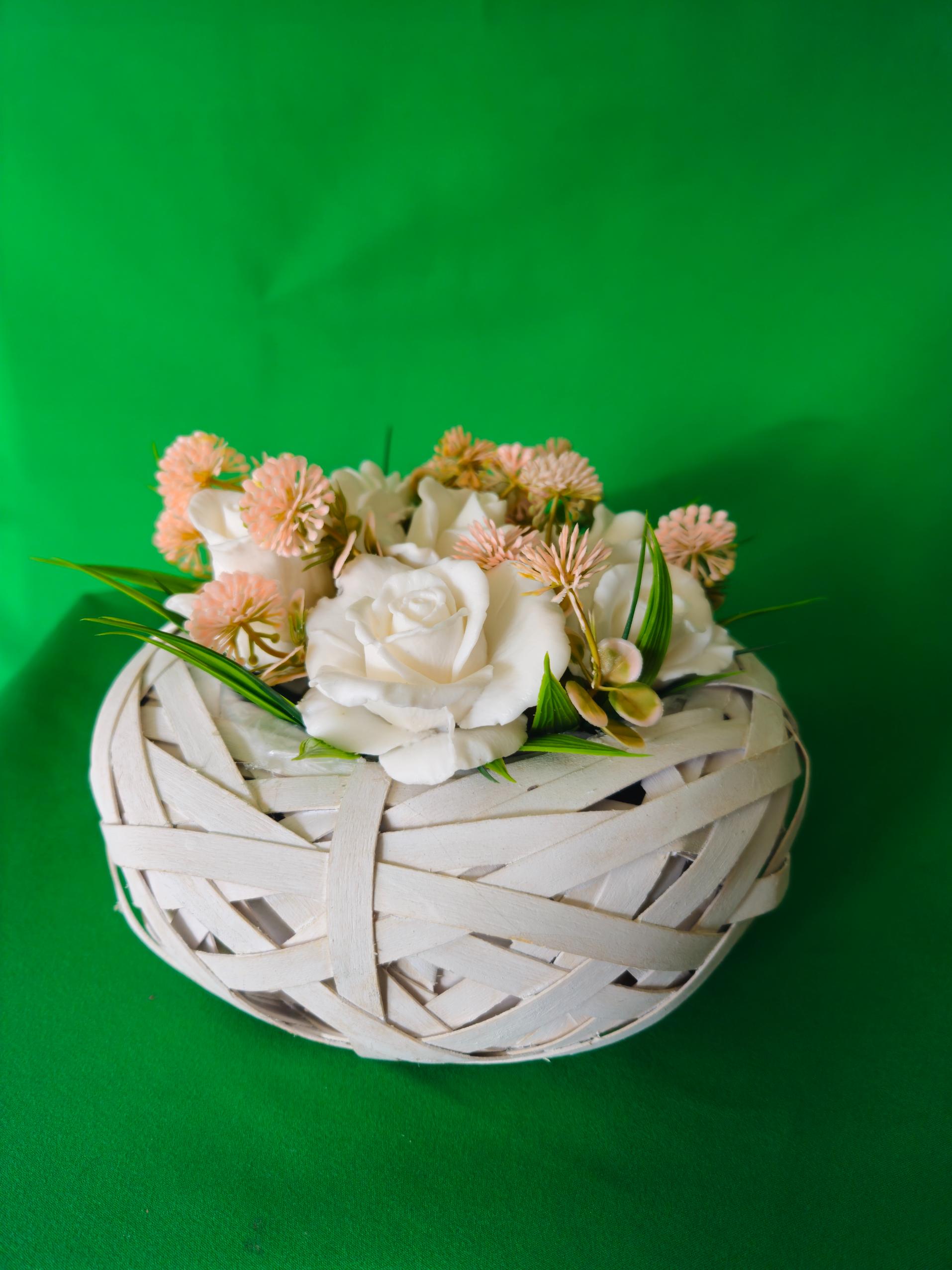 Woven Meadow Basket | Artisan Soap Flower Arrangement | Eco-Friendly Gift