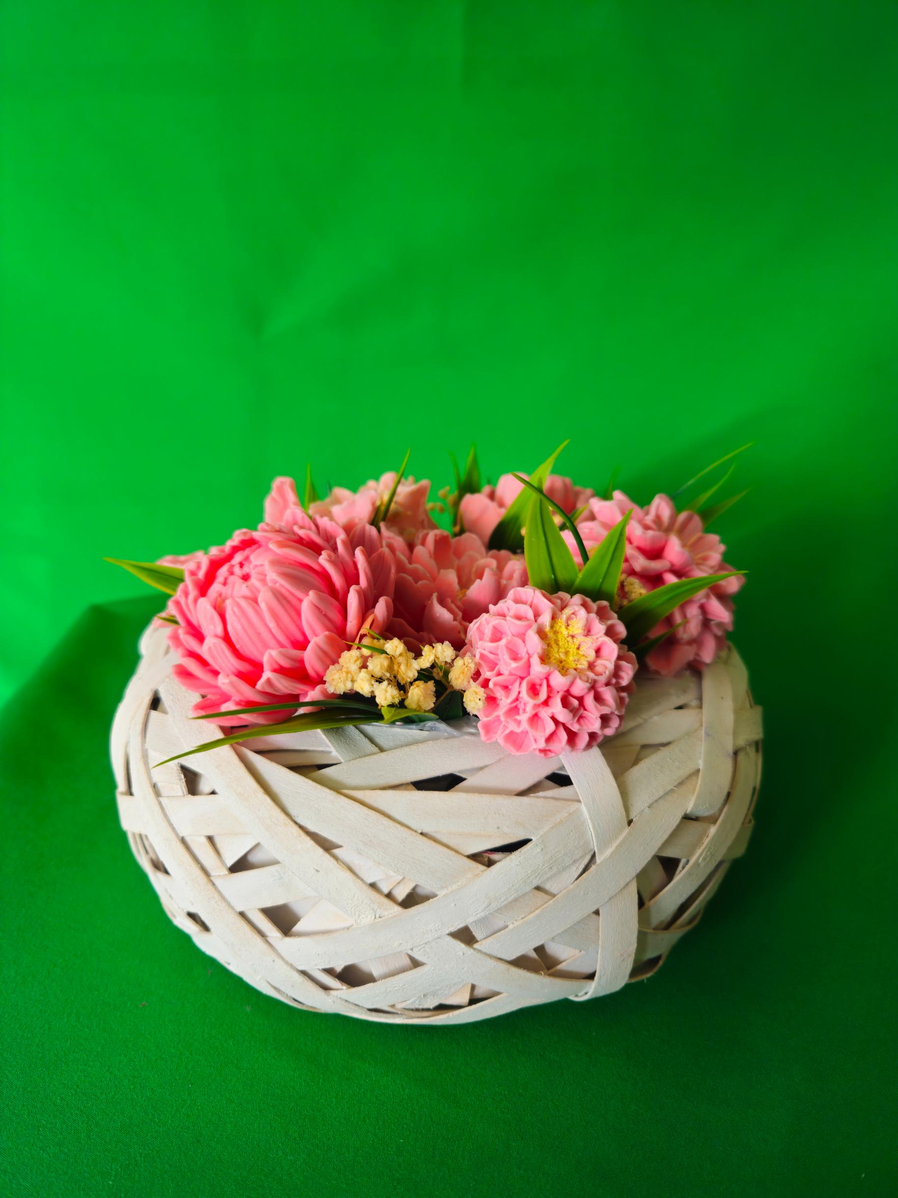 Woven Petal Glow| Decorative Soap Flower Gift Basket | Handmade Gift