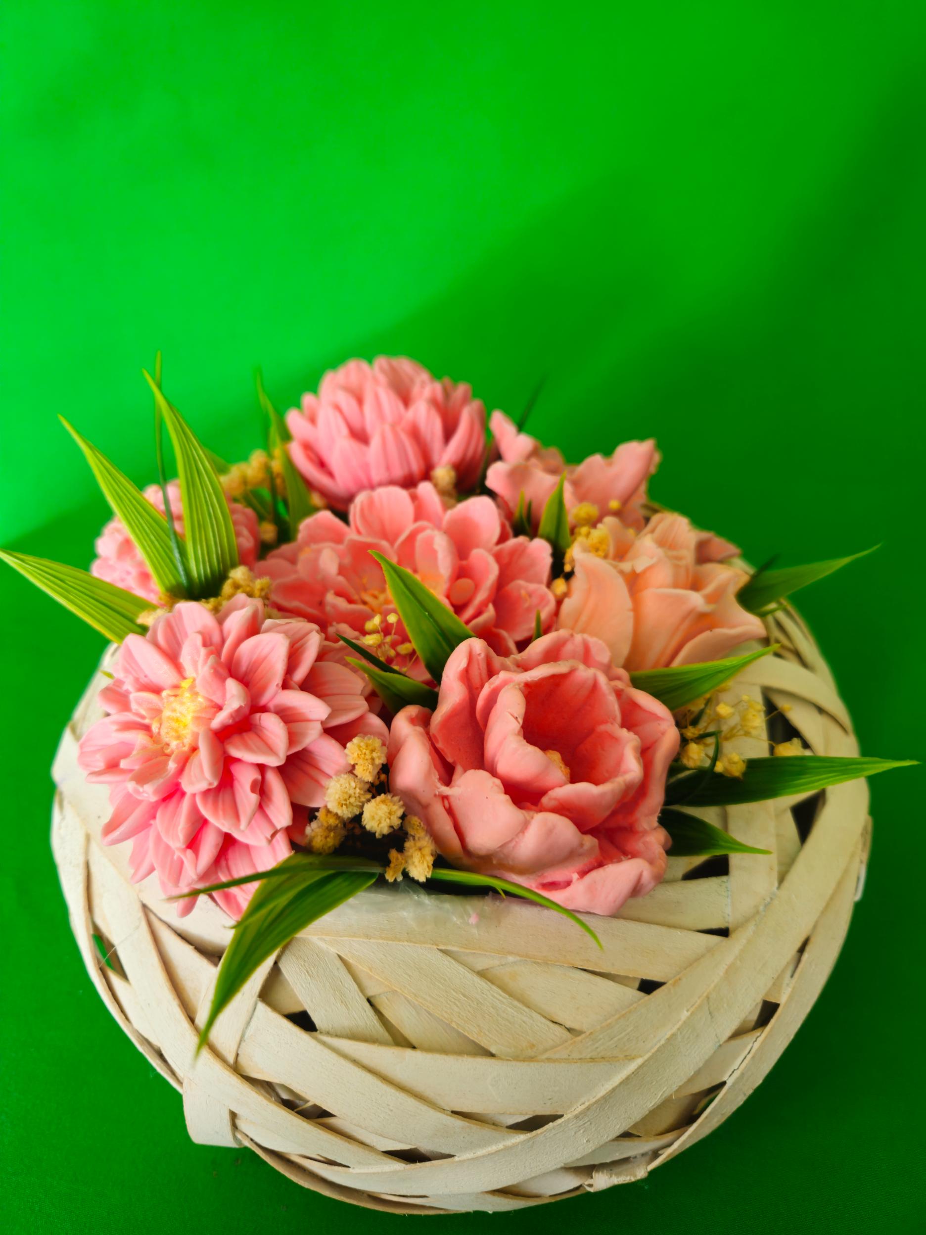 Woven Petal Glow| Decorative Soap Flower Gift Basket | Handmade Gift