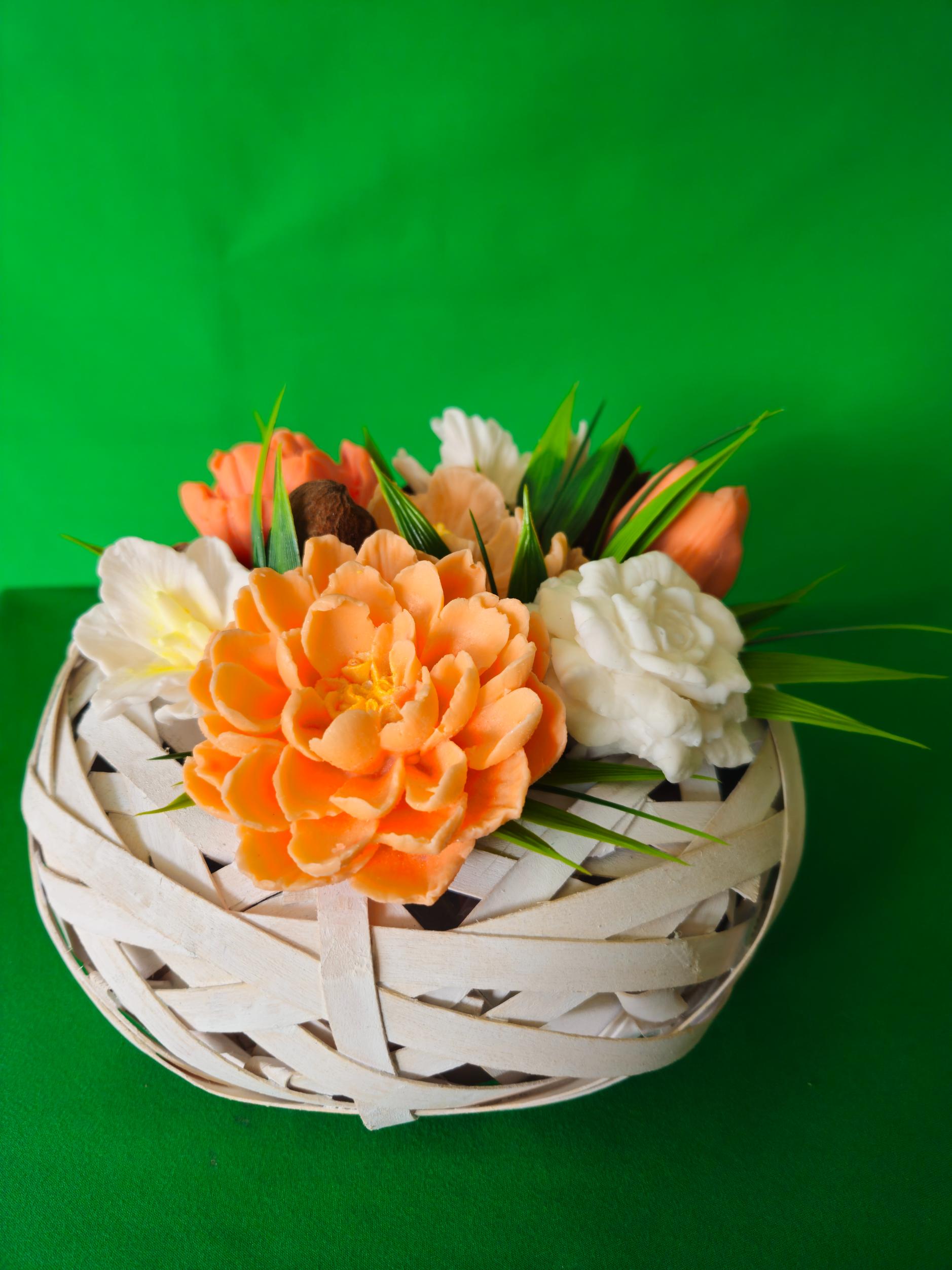 Woven EverBloom Basket | Long-Lasting Soap Flower Arrangement | Gift for Her