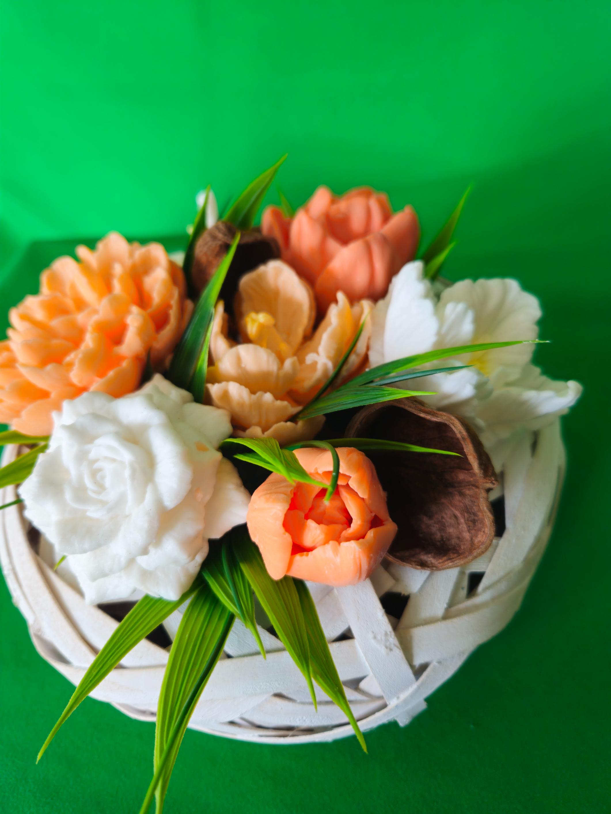 Woven EverBloom Basket | Long-Lasting Soap Flower Arrangement | Gift for Her