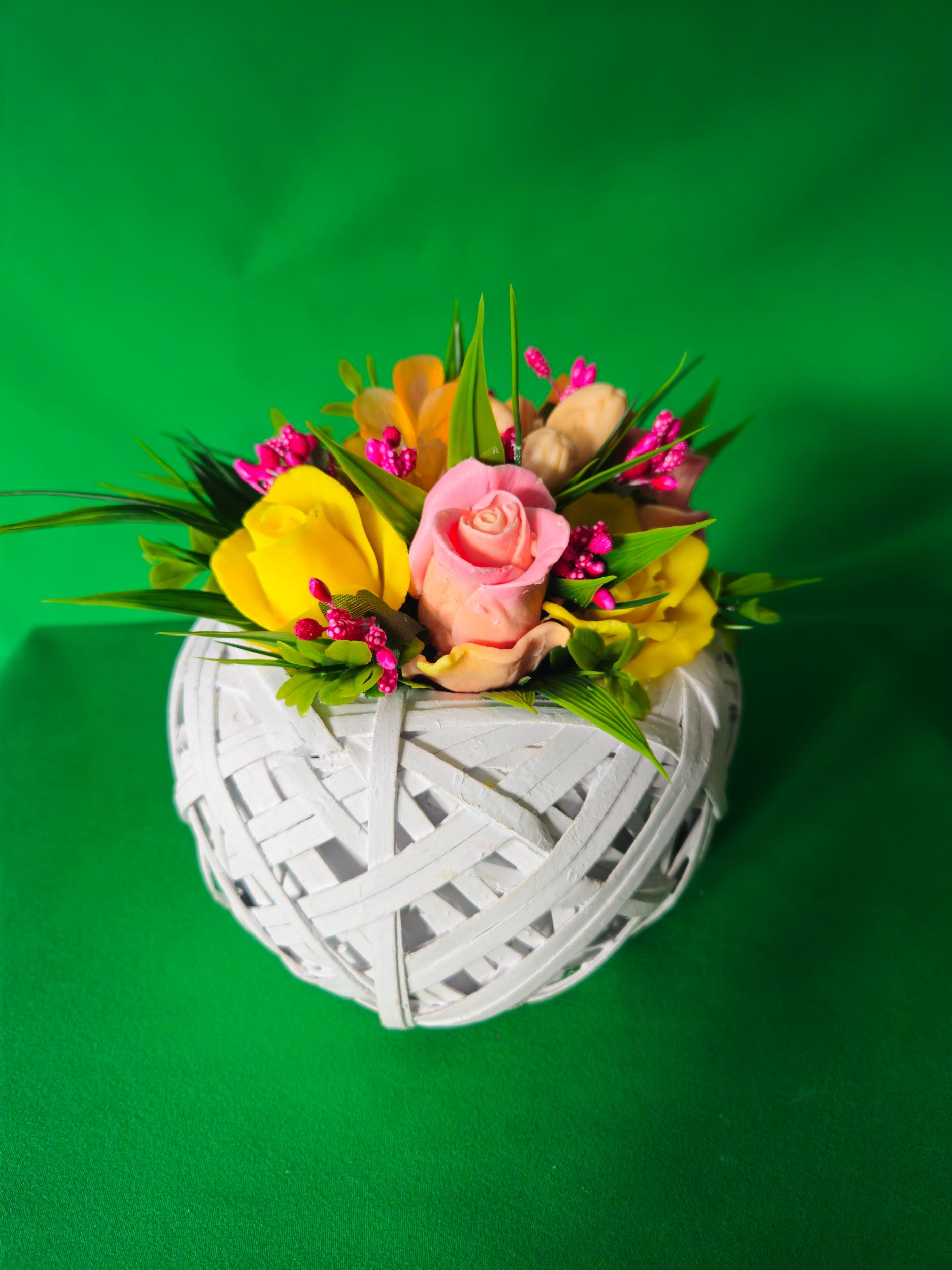 Woven Bloom Jewel Basket | Luxury Soap Flower Arrangement