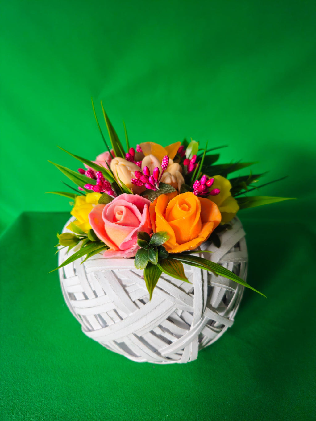 Woven Bloom Jewel Basket | Luxury Soap Flower Arrangement