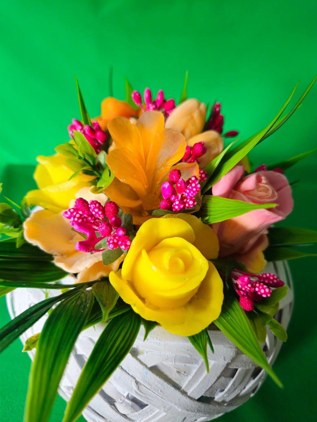 Woven Bloom Jewel Basket | Luxury Soap Flower Arrangement