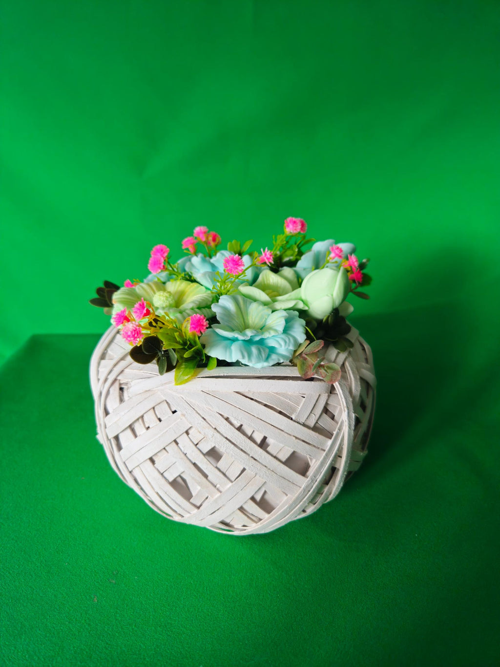Woven Petal Aura Basket | Artisan Soap Flower Display