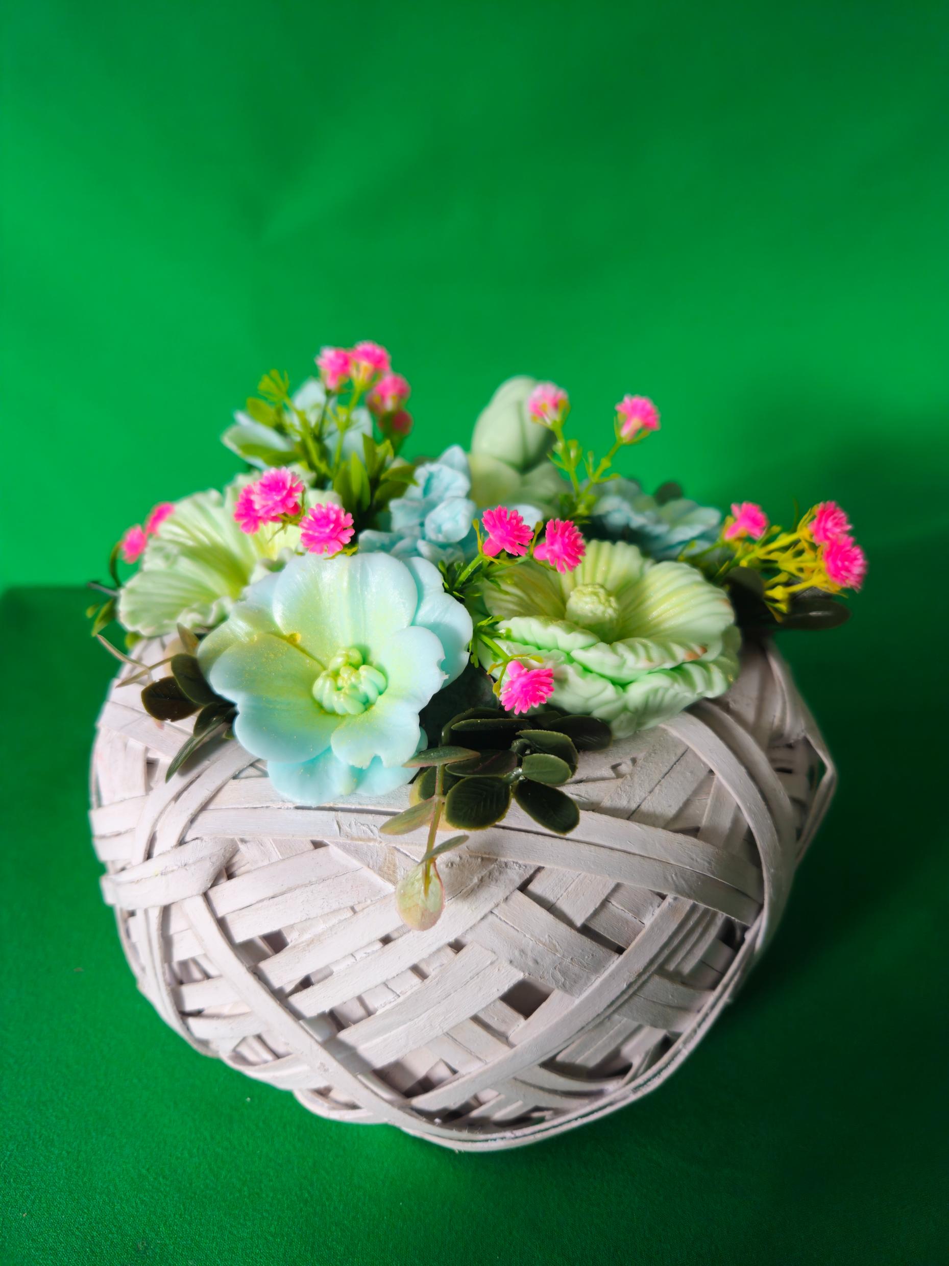 Woven Petal Aura Basket | Artisan Soap Flower Display